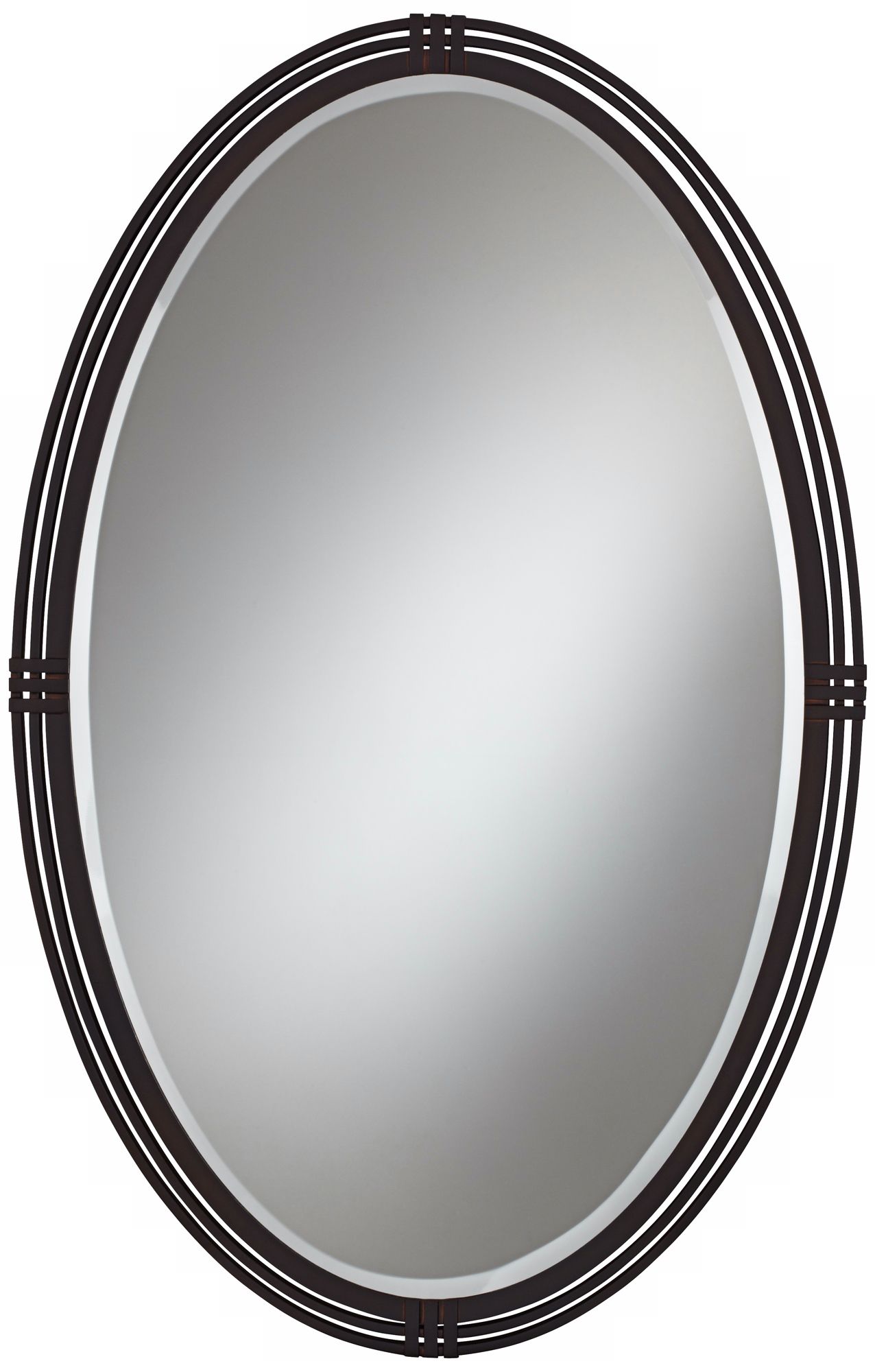 Oberron Bronze Metal 38" High Oval Wall Mirror