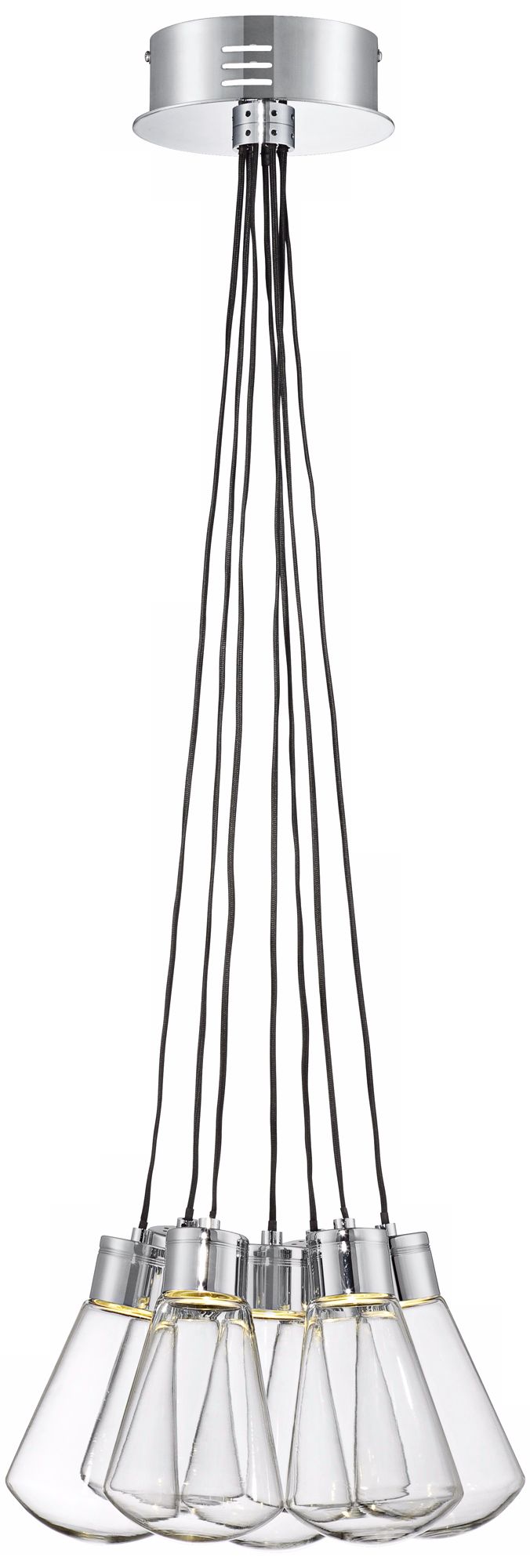 Mod Industrial Bulb 7-Light Chrome LED Chandelier