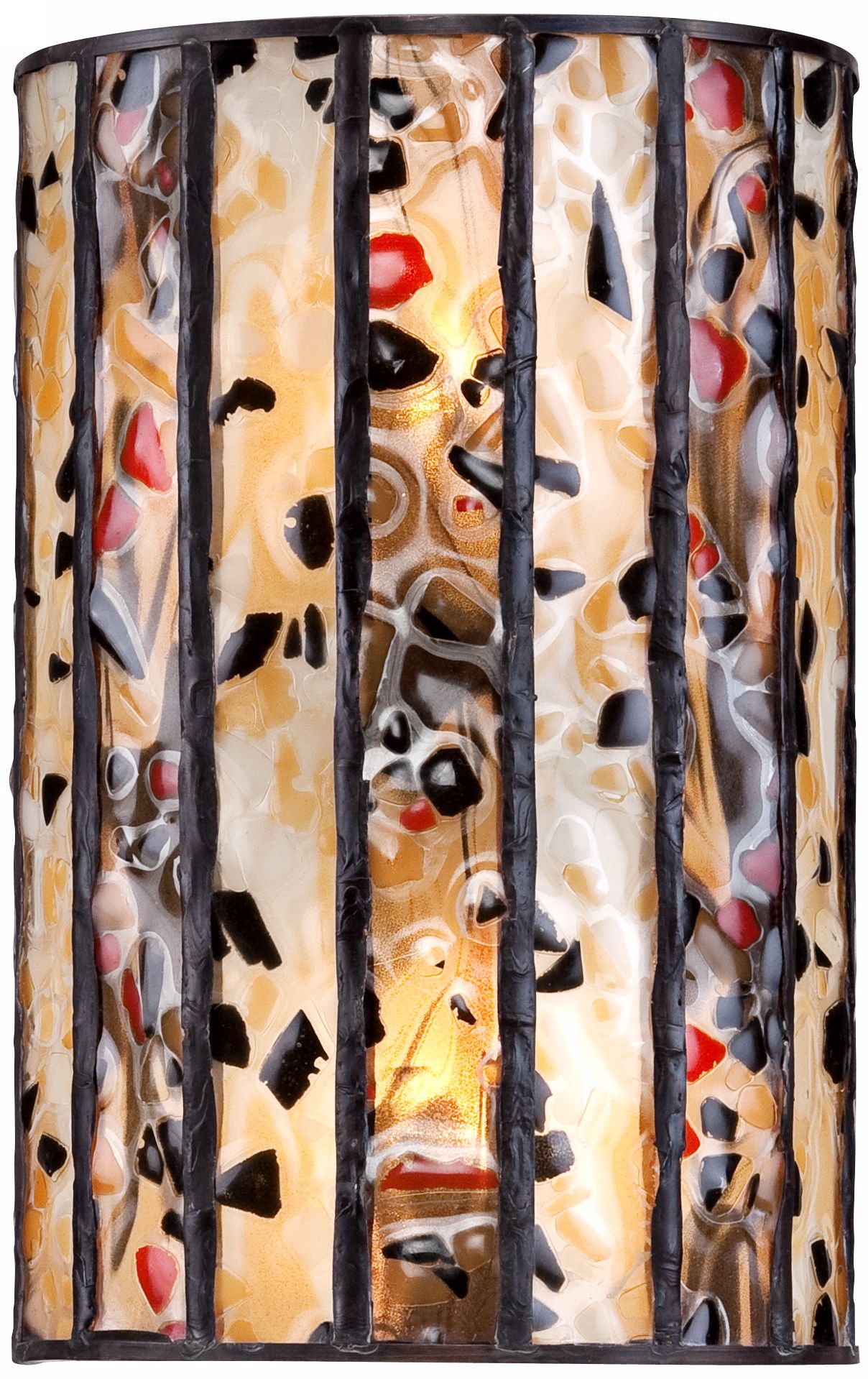 Earth Tone Art Glass 6 1/2" Wide Tiffany Style Wall Sconce