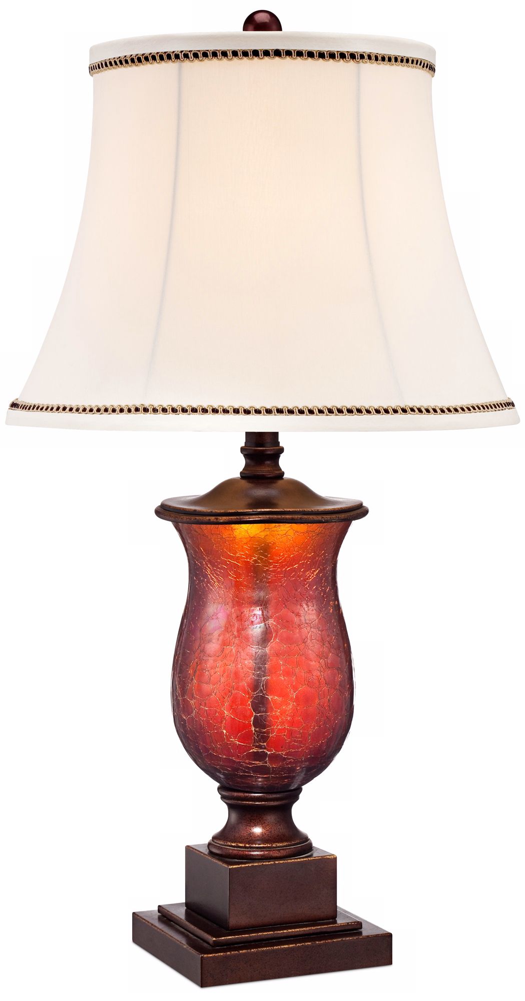 Amber Crackle Urn LED Night Light Table Lamp
