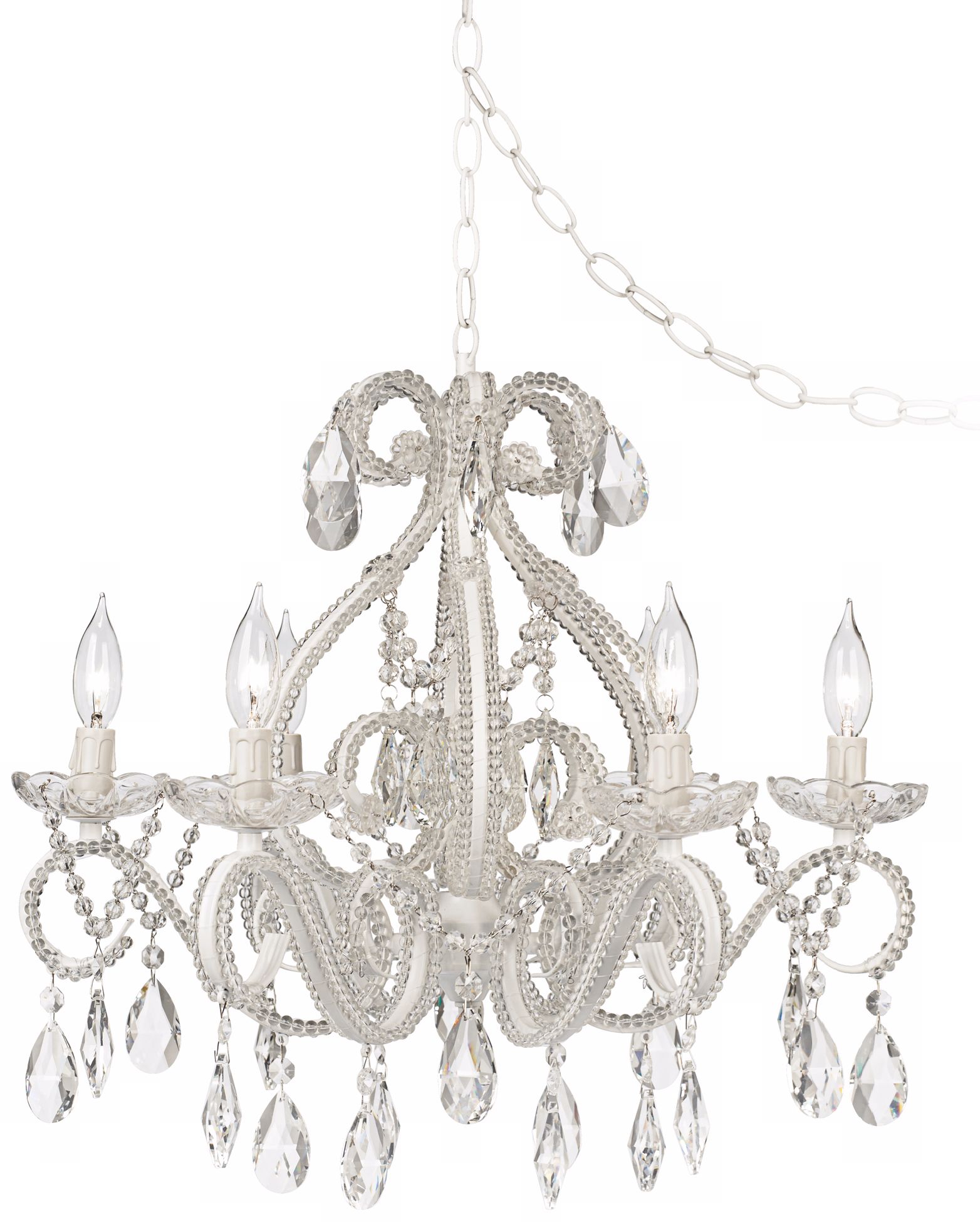 Hyacinthe 22" Wide White and Crystal Swag Chandelier