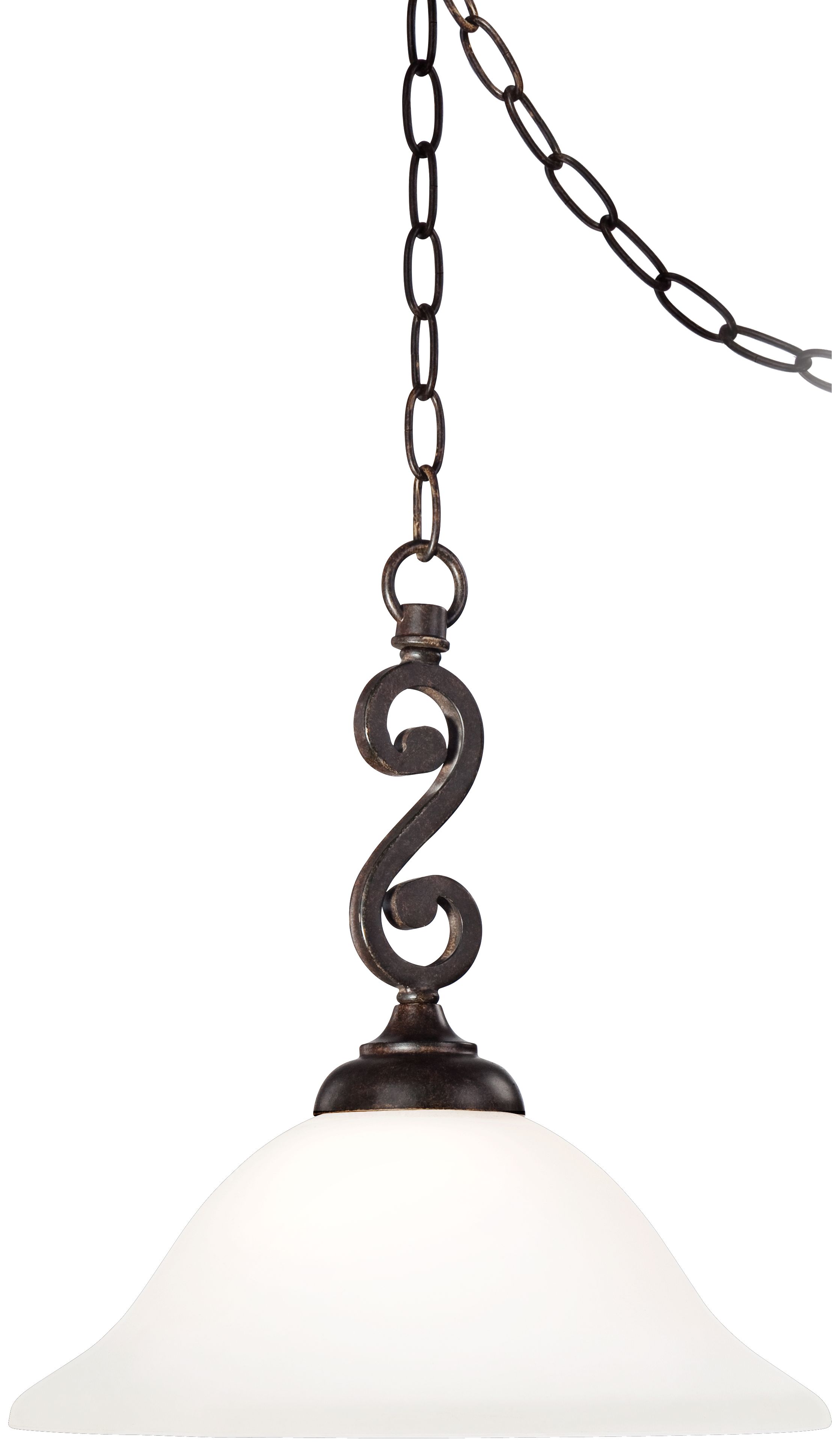 Lorain 13" Wide Bronze and Frosted Glass Swag Pendant Light