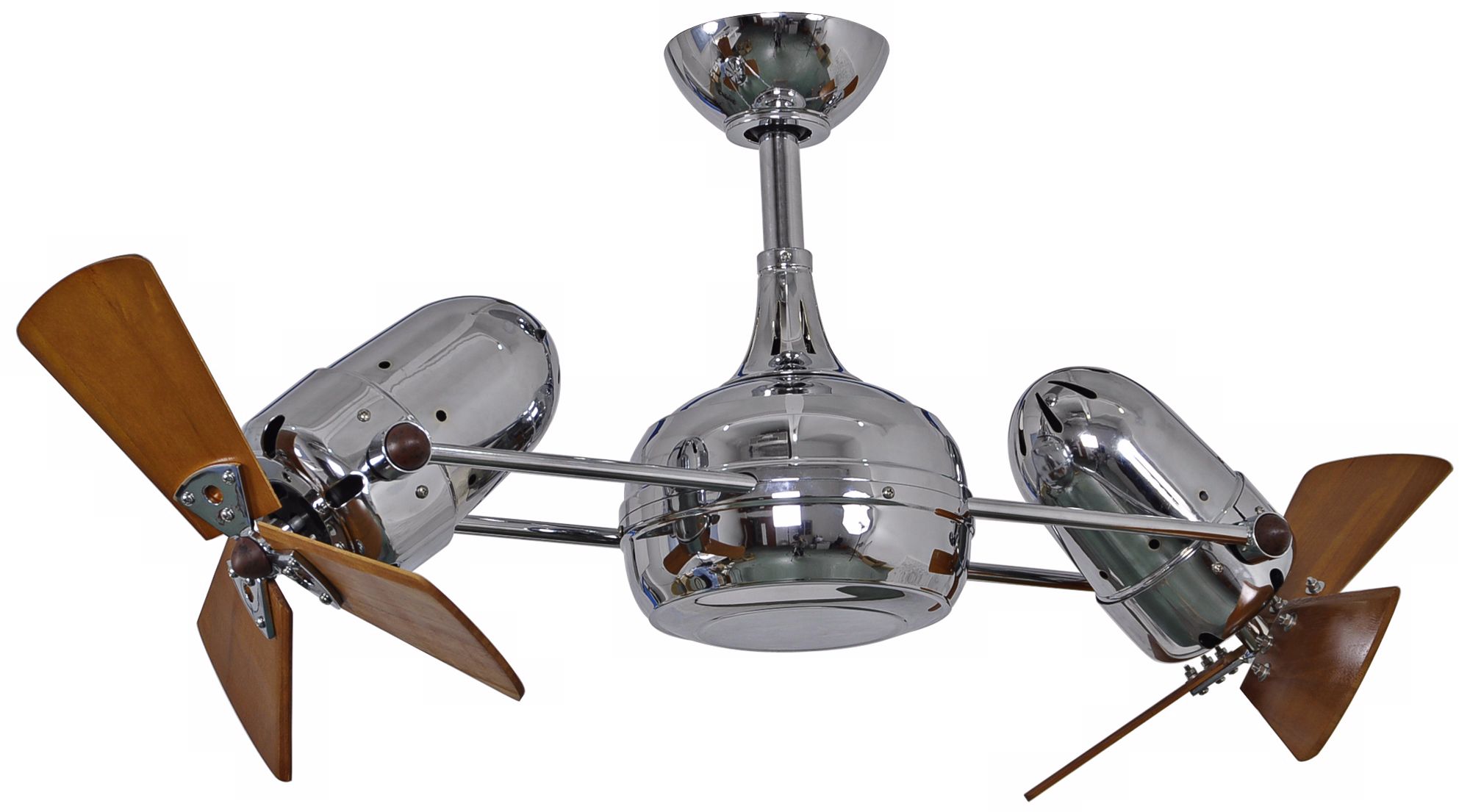 38" Matthews Dagny Chrome and Mahogany Dual Ceiling Fan