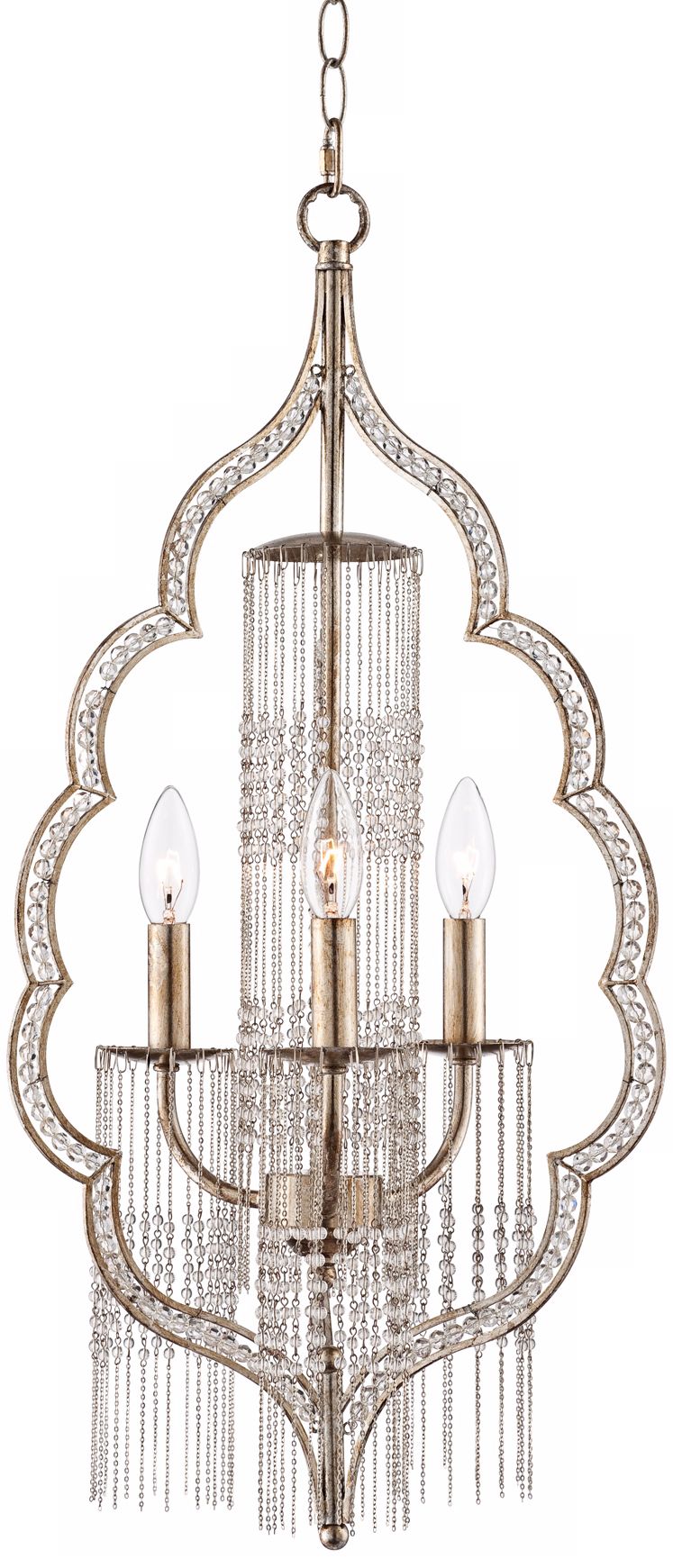 Scalloped Teardrop 26 3/4" High Silver Chandelier