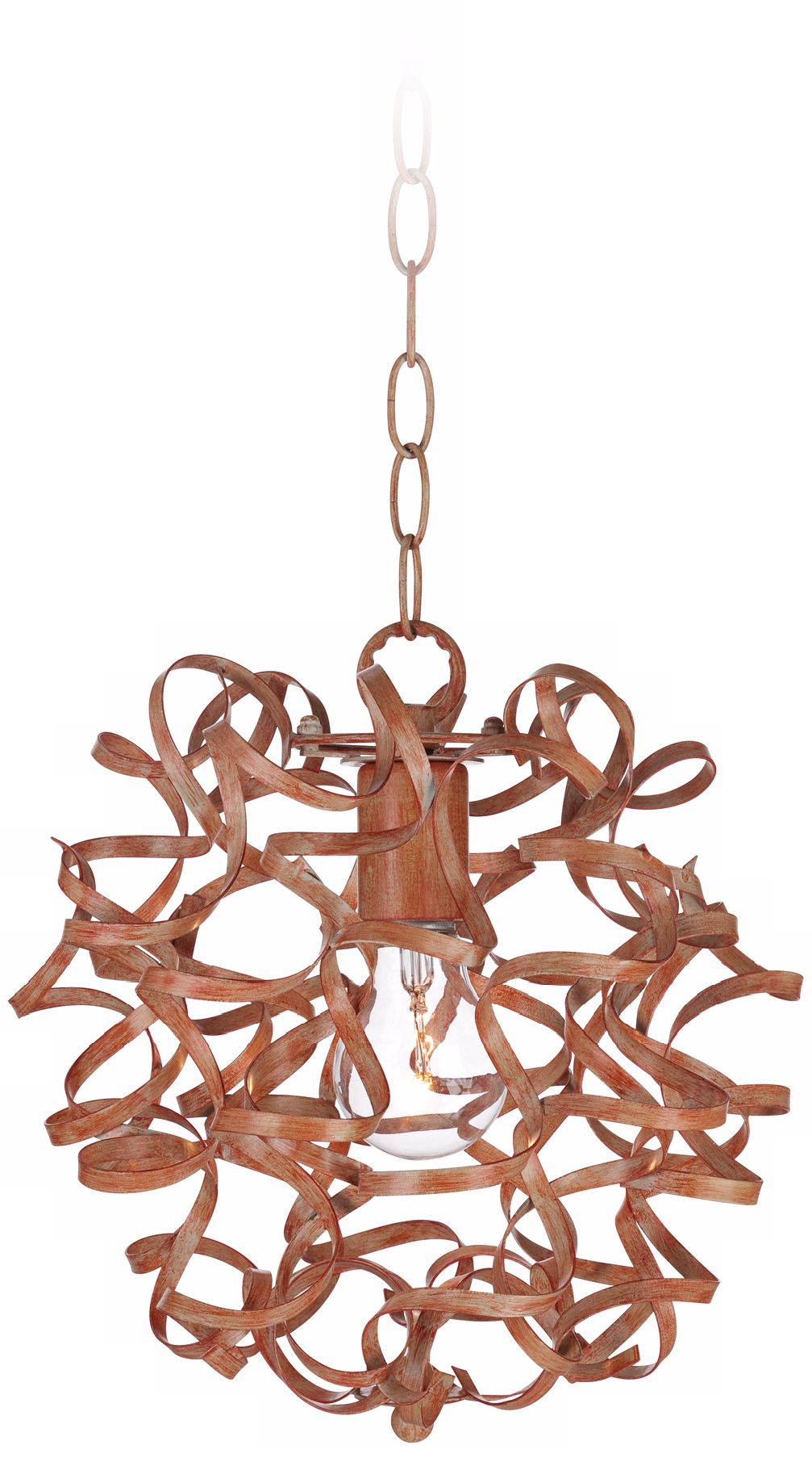 Woody Flourish 12" Wide Metal Curls Pendant Light