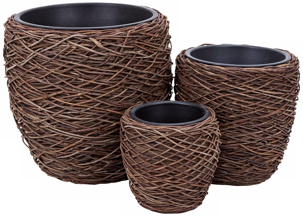 Set of 3 Natural Circular Planters