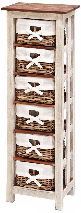 Solid Wood and Rattan Tall Cabinet
