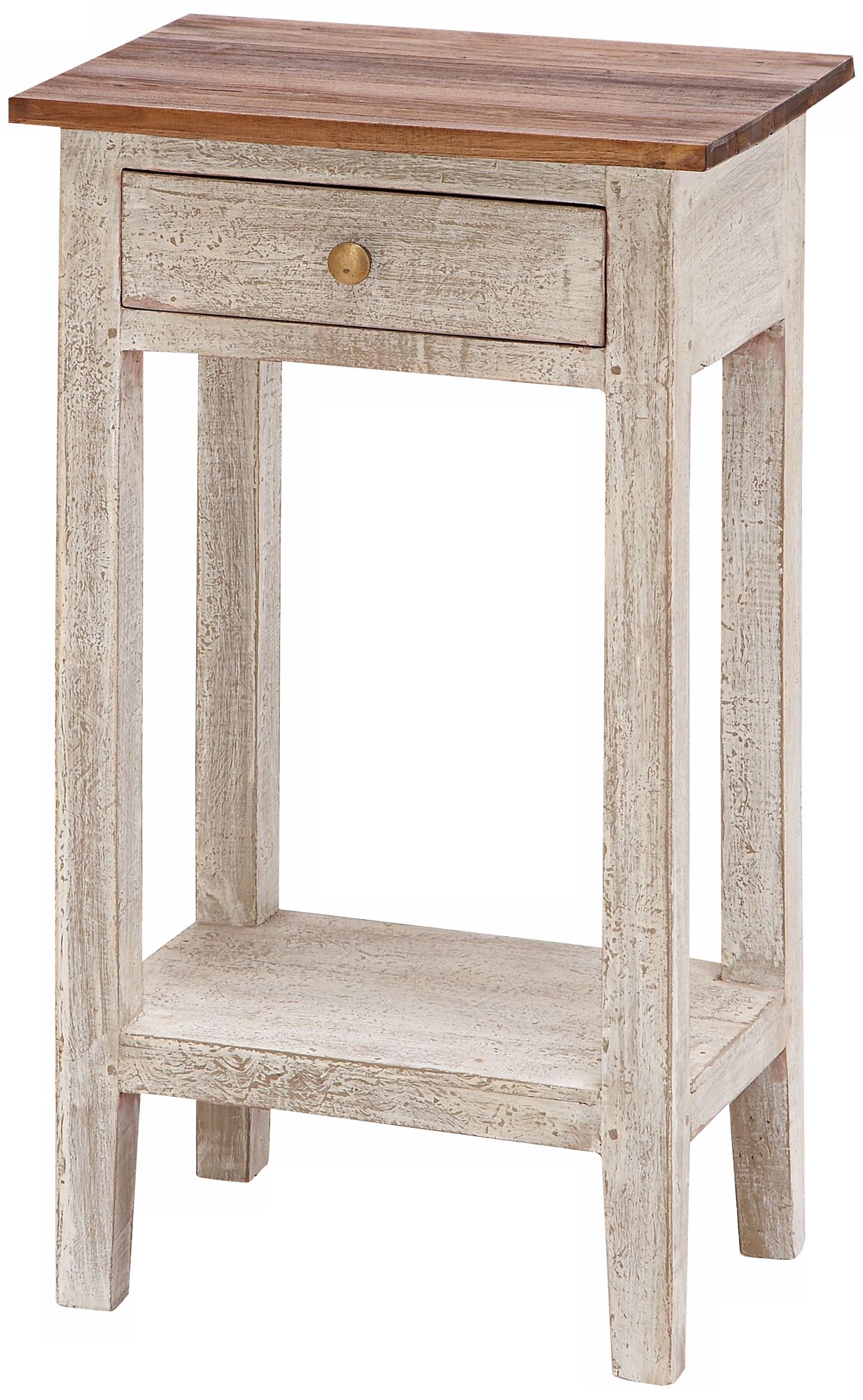 Single Drawer Antique White Solid Wood Table