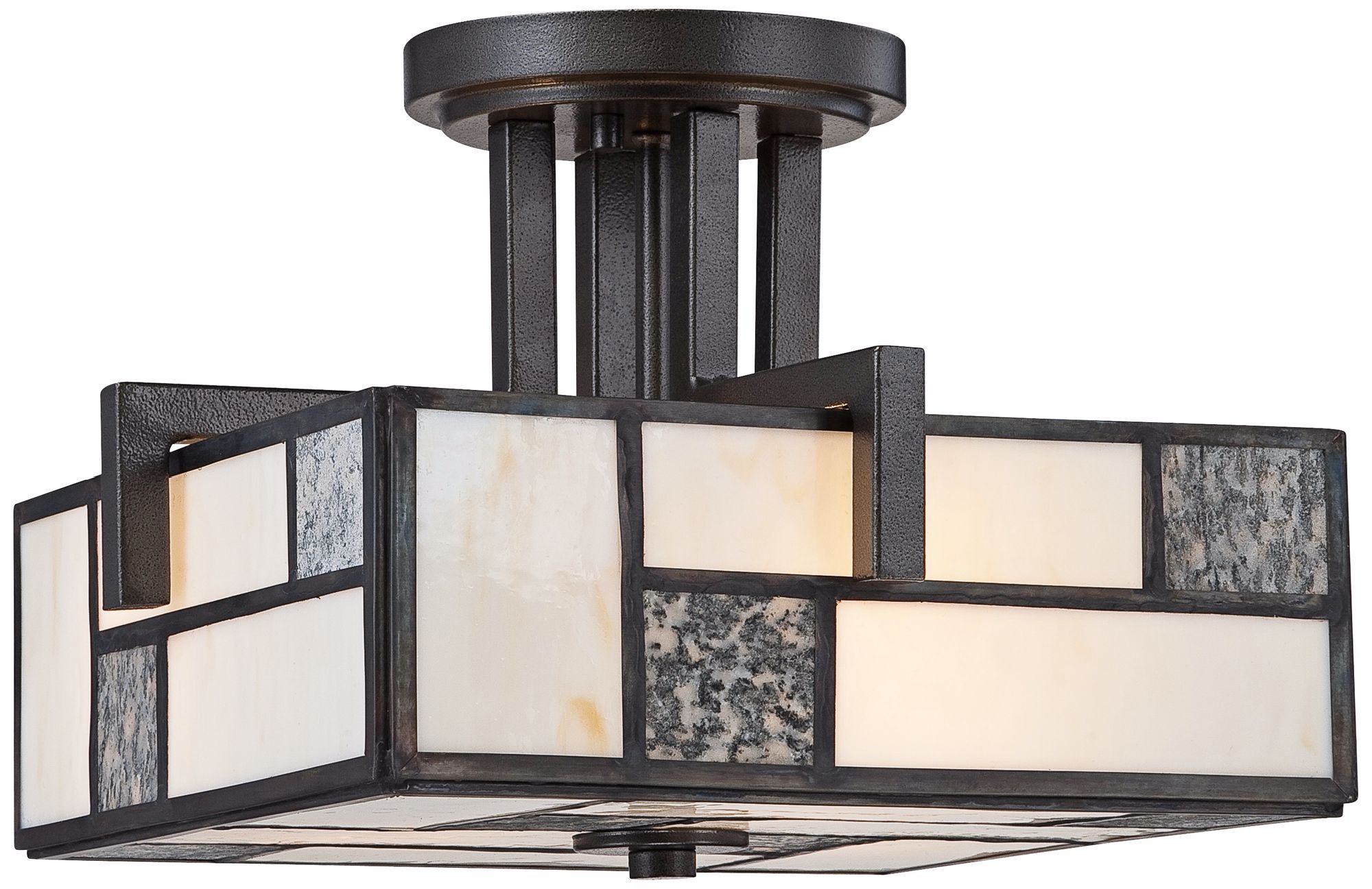 Bradley 13 1/2" Wide Charcoal Art Glass Ceiling Light