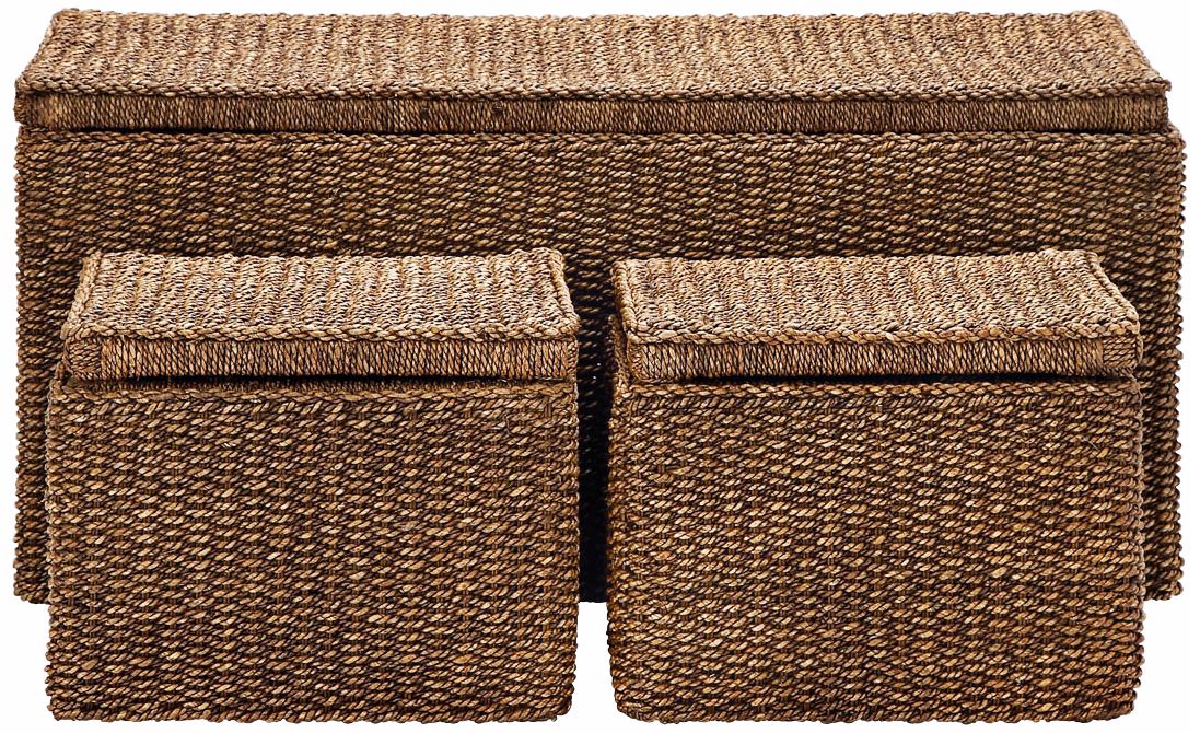 Set of 3 Maize Rope Outdoor Storage Trunks