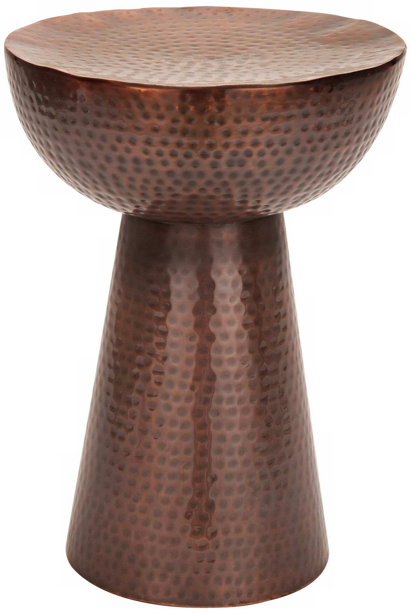 Round Bronze Hammered Metal Stool