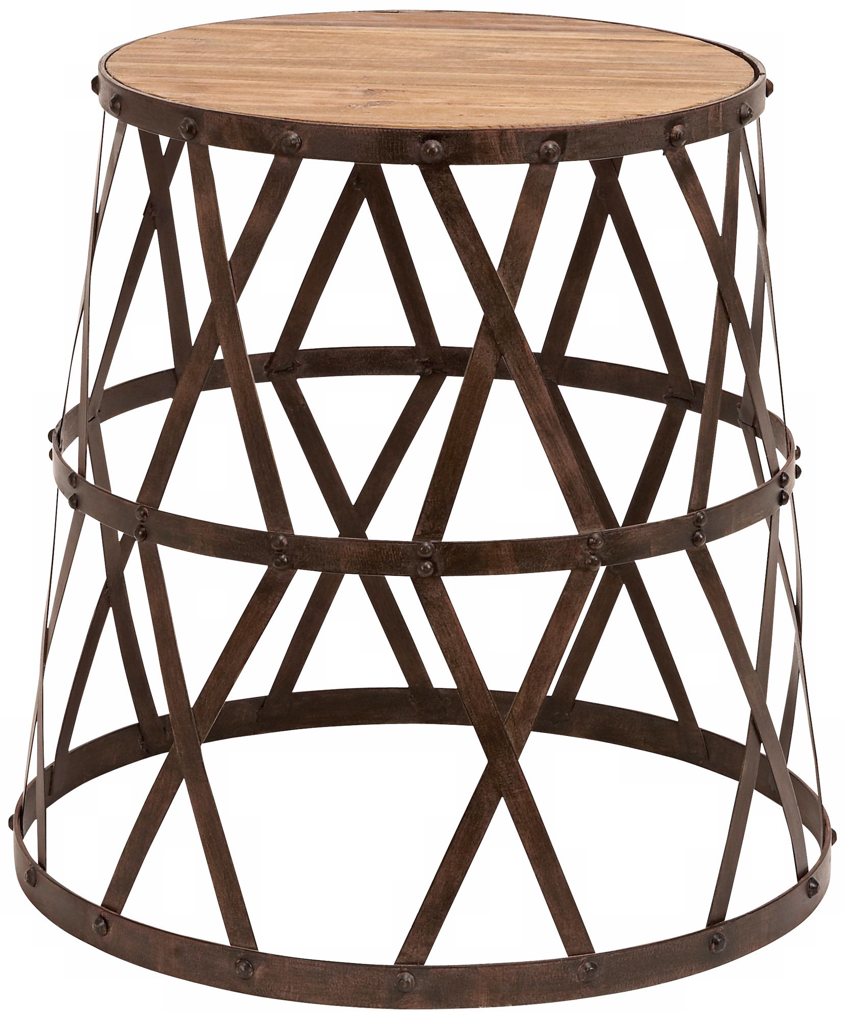 Criss Cross Metal and Wood Stool