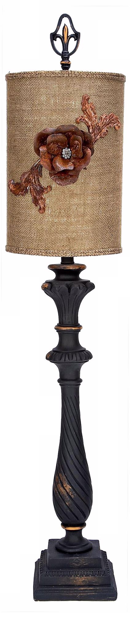 Swoon Decor Iron Rose Burlap Tall Table Lamp