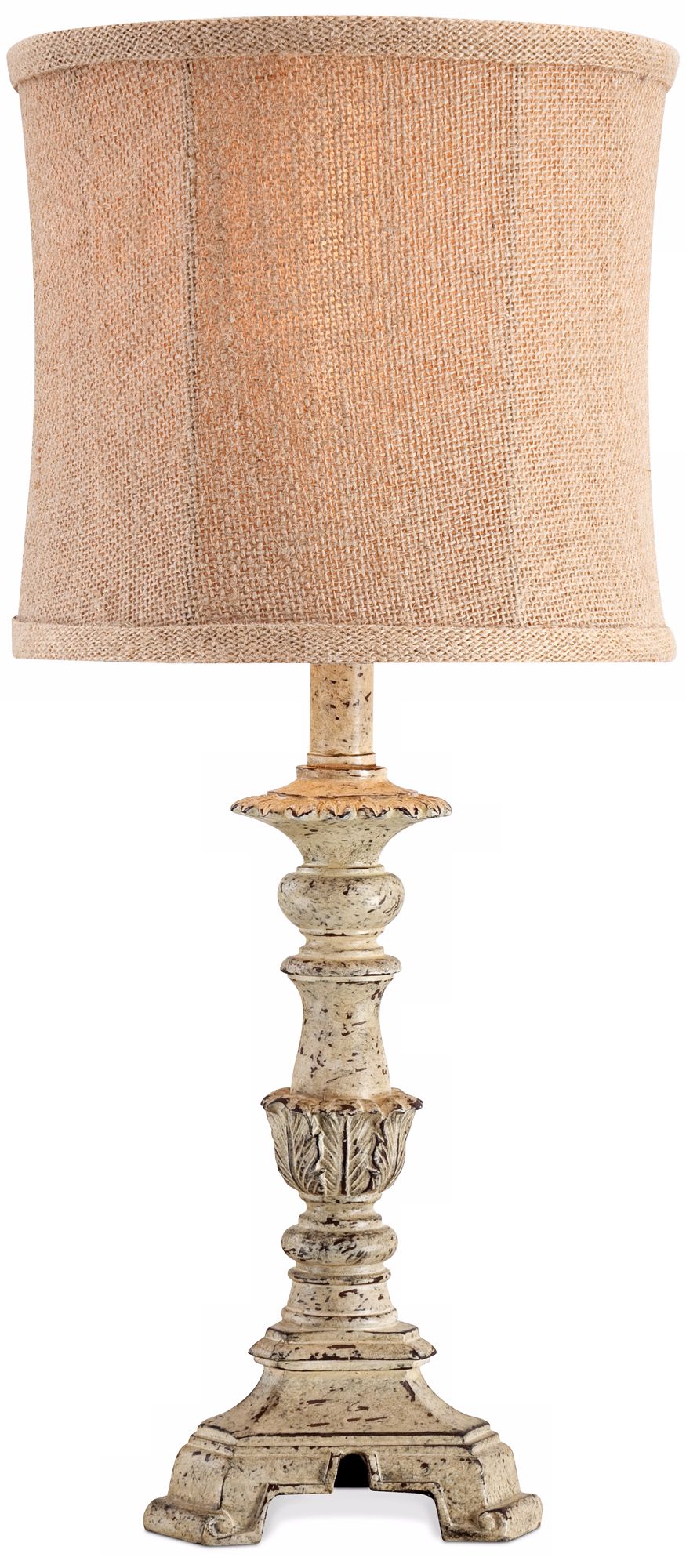 Distressed White Candlestick Table Lamp