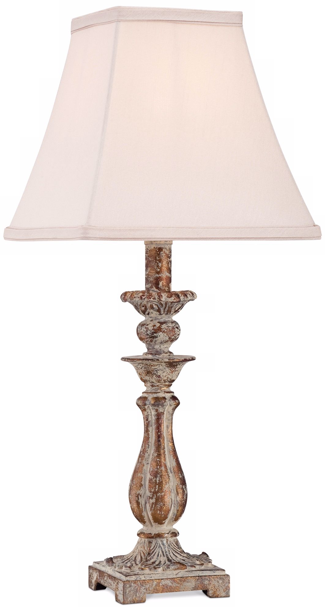 Distressed Antique Gold Candlestick Table Lamp