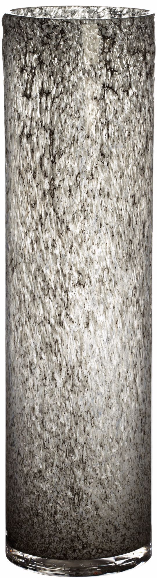 Gray Crackle 17" High Glass Cylinder Vase