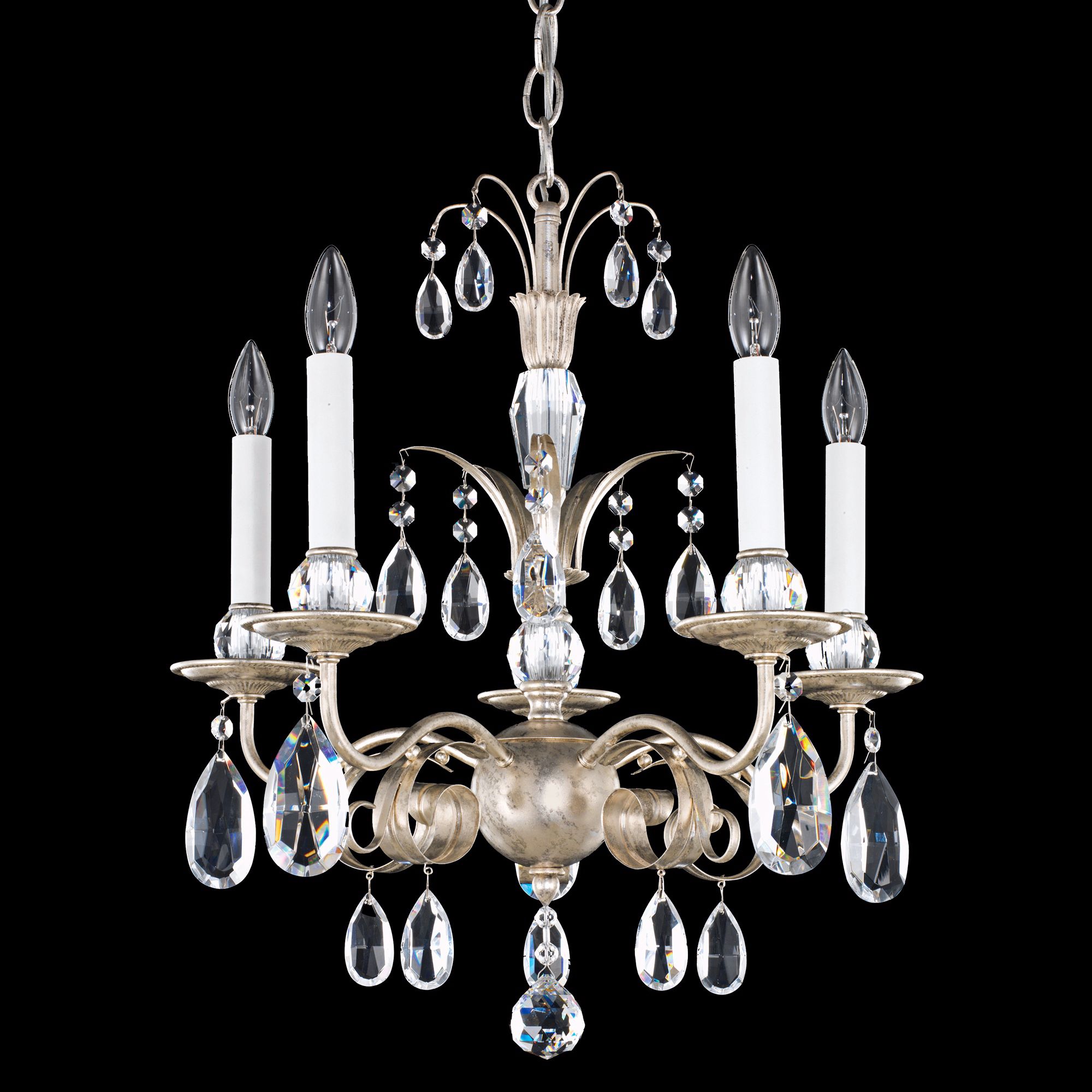 Schonbek Crystal Emperio 17" Wide Antique Silver Chandelier