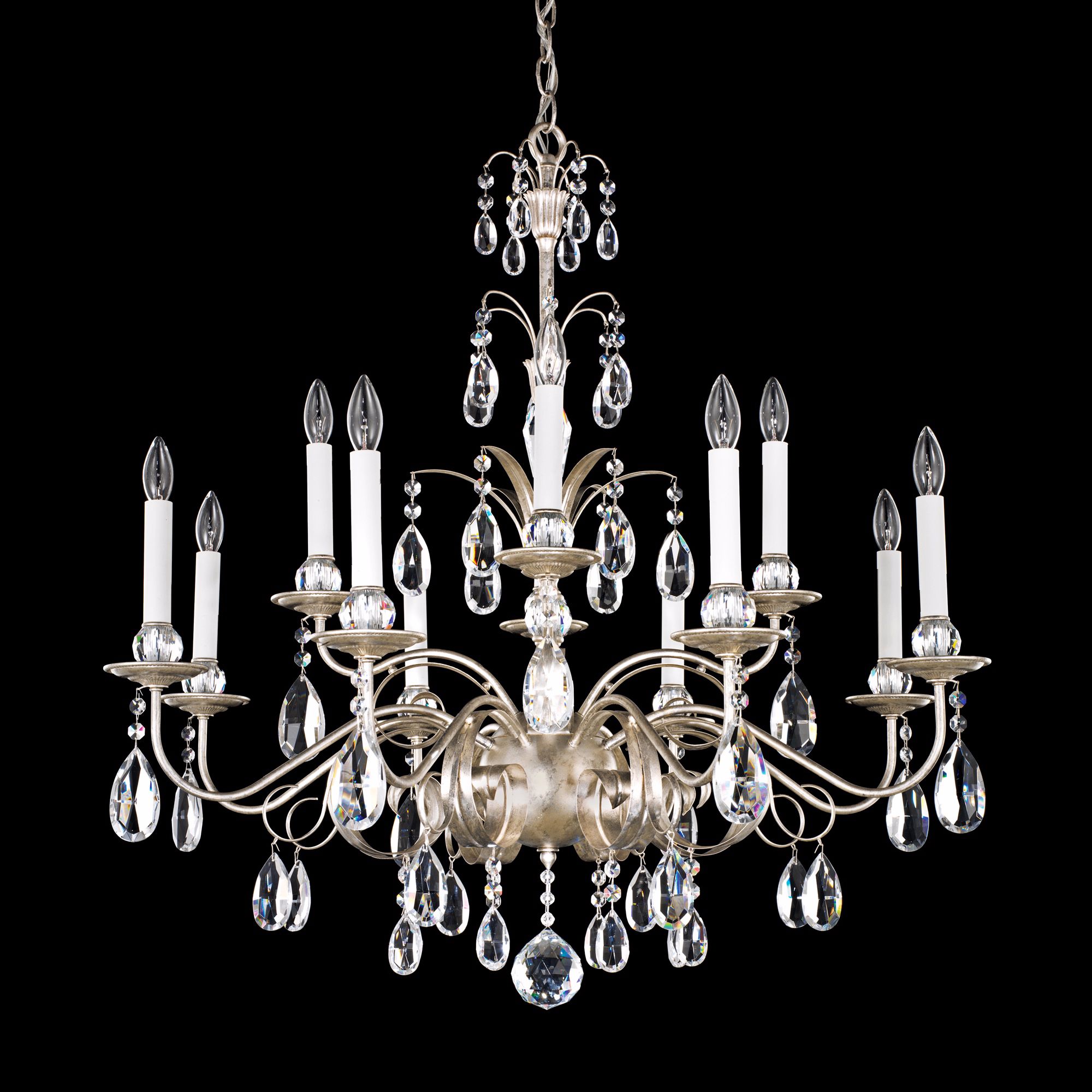Schonbek Crystal Emperio 30" Wide Antique Silver Chandelier