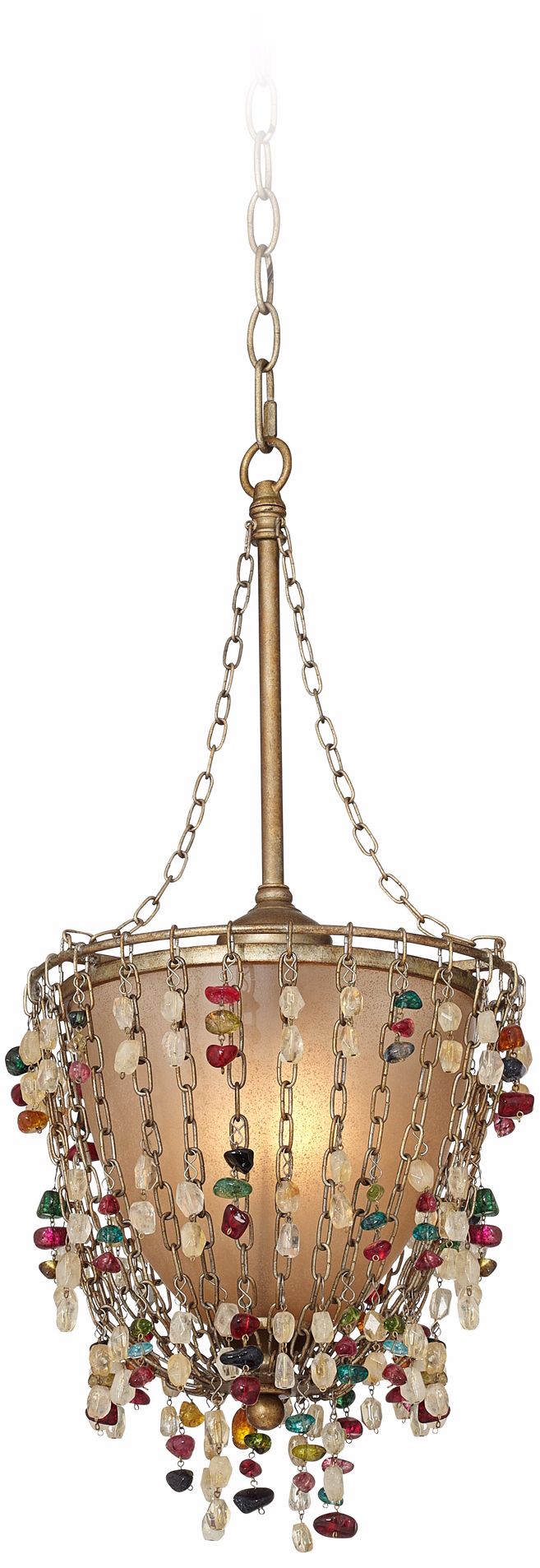 Solarni Amber 10" Wide Beaded Bronze Mini Pendant Light