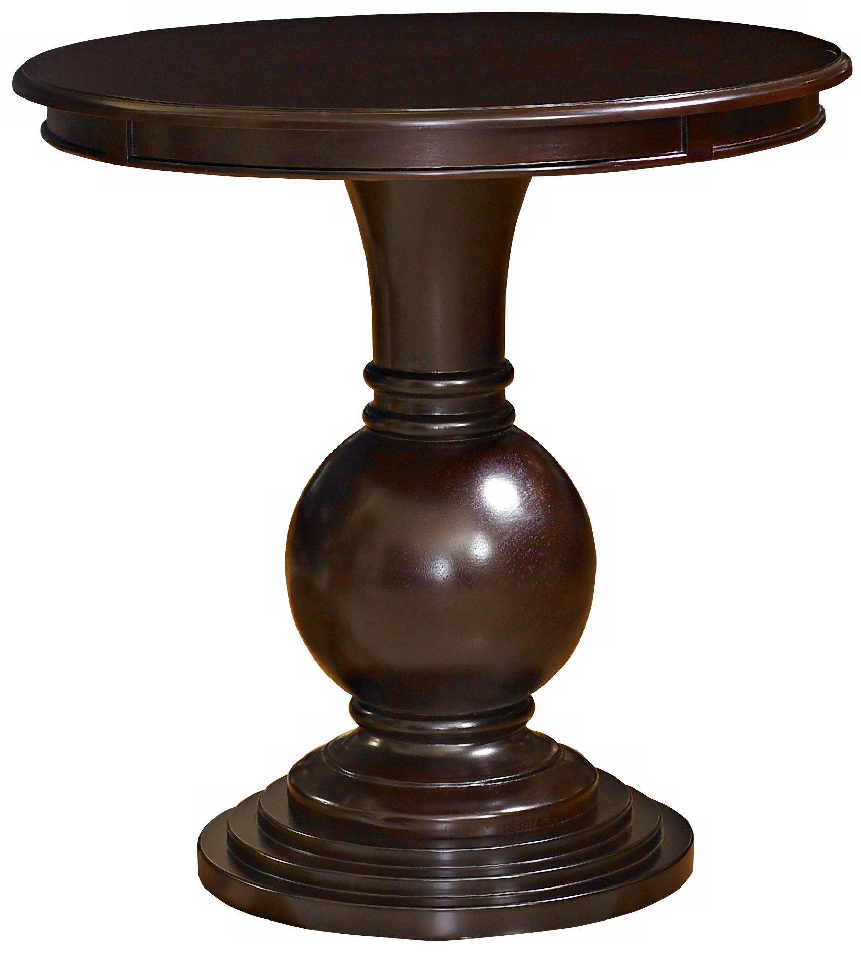 Round Espresso Wood Accent Table