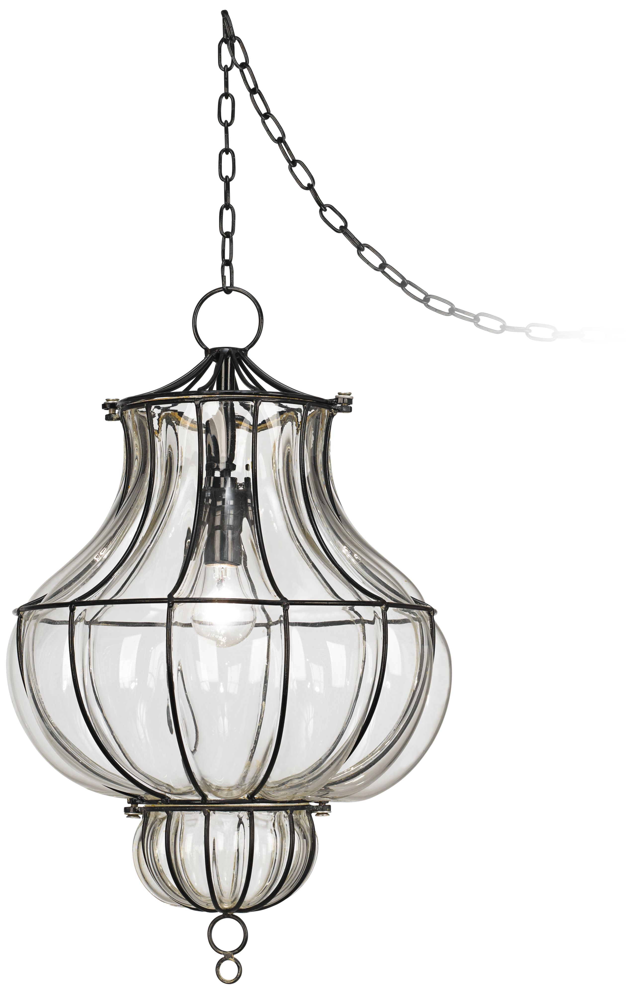 Centinela Lantern 12" Wide Glass Plug-In Swag Chandelier