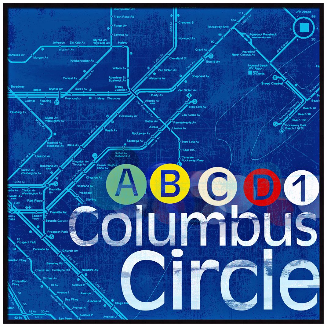 Columbus Circle 20 1/2" High New York Subway Wall Art