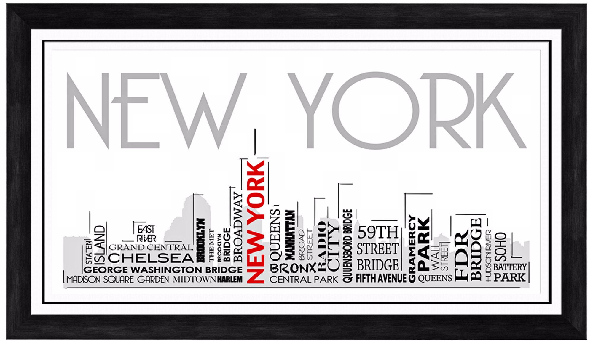 New York City Skyline 28 1/2" Wide Framed Wall Art
