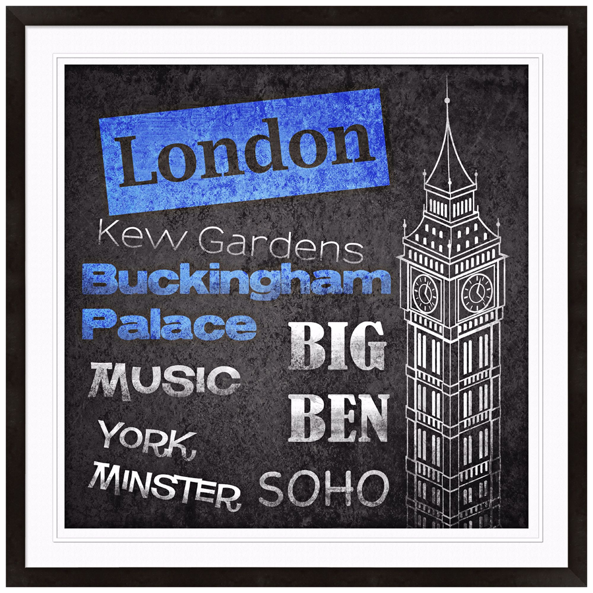 London Stamp 15" High Framed Wall Art Print