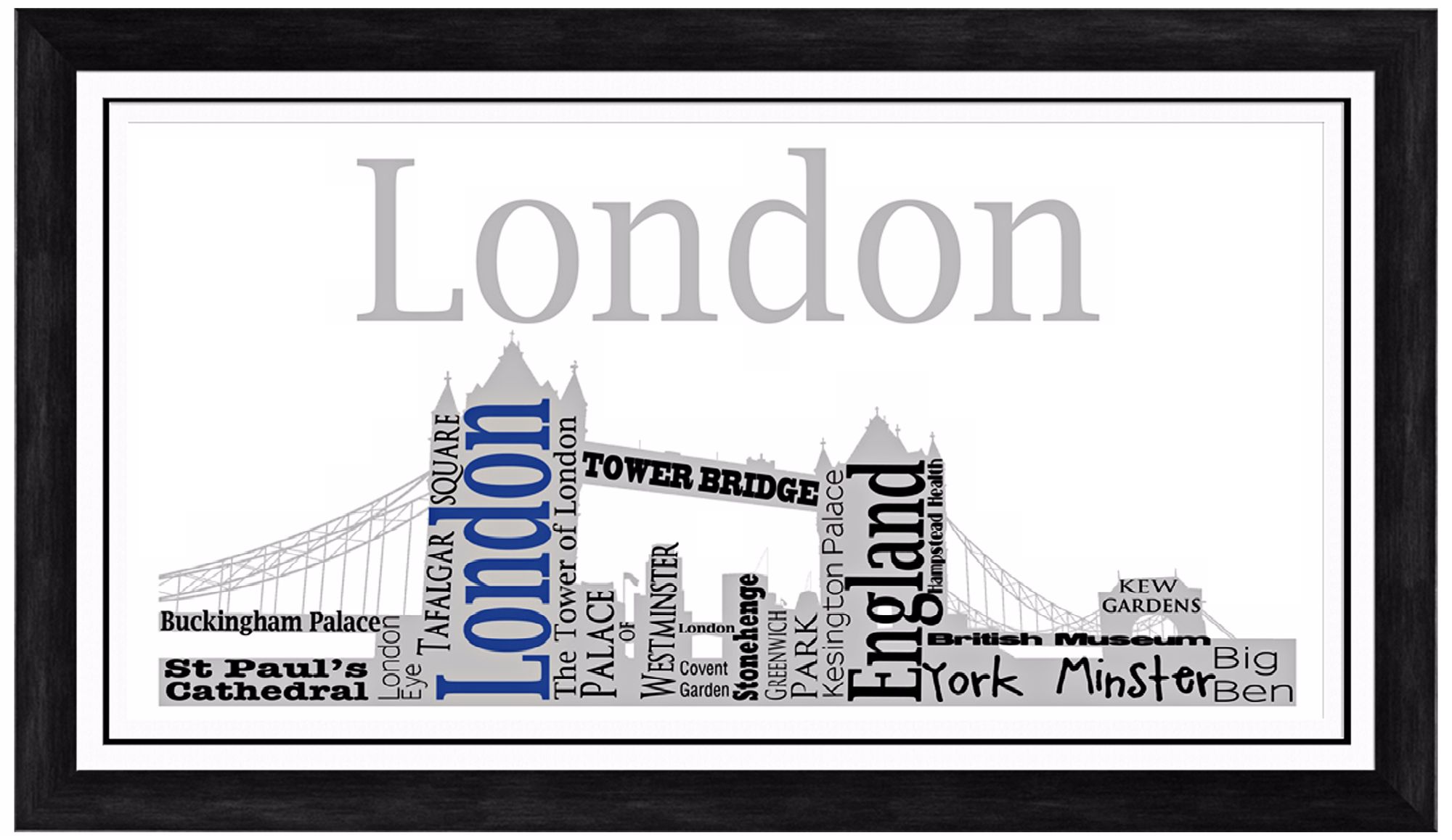 London City Skyline 28 1/2" Wide Framed Wall Art