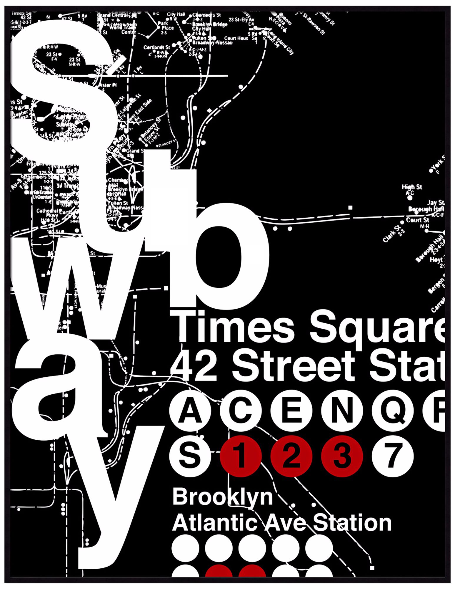 Times Square Subway 26 1/2" High Framed Wall Art