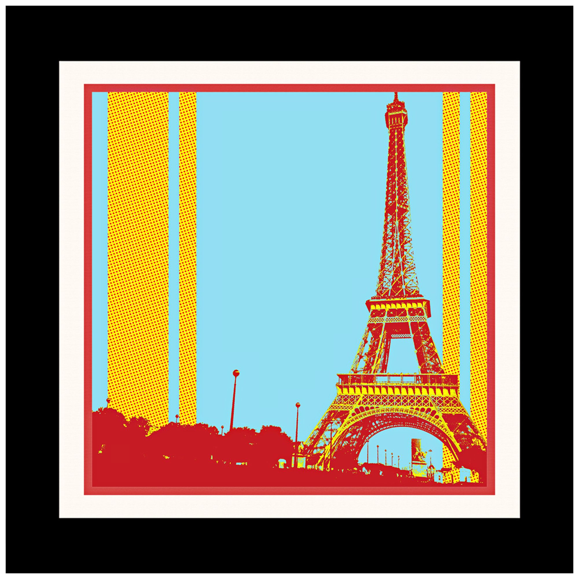 Paris in Blue Yellow and Red 17 1/4" High Framed Wall Art