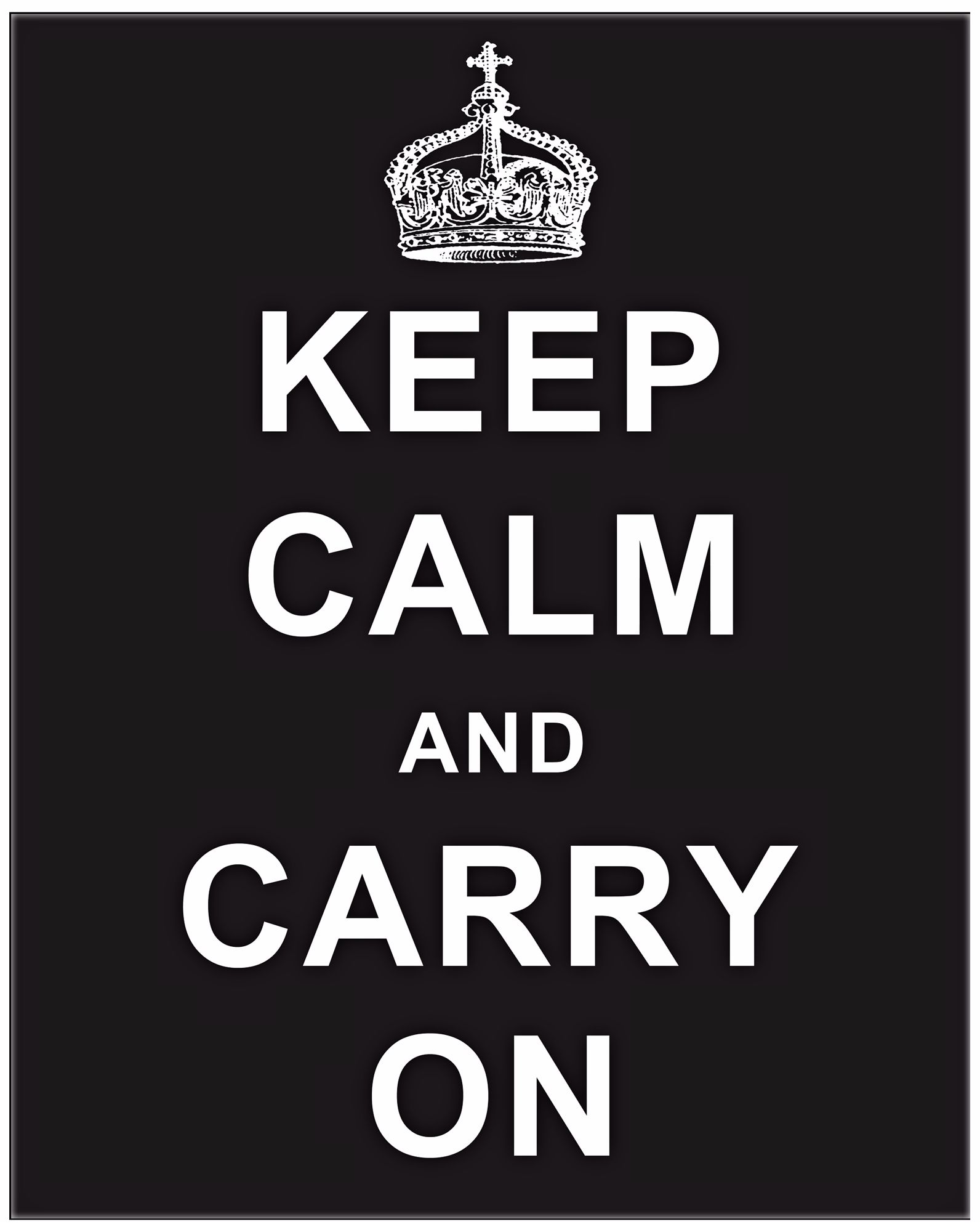 Keep Calm and Carry On Black 20" High Hanging Wall Art
