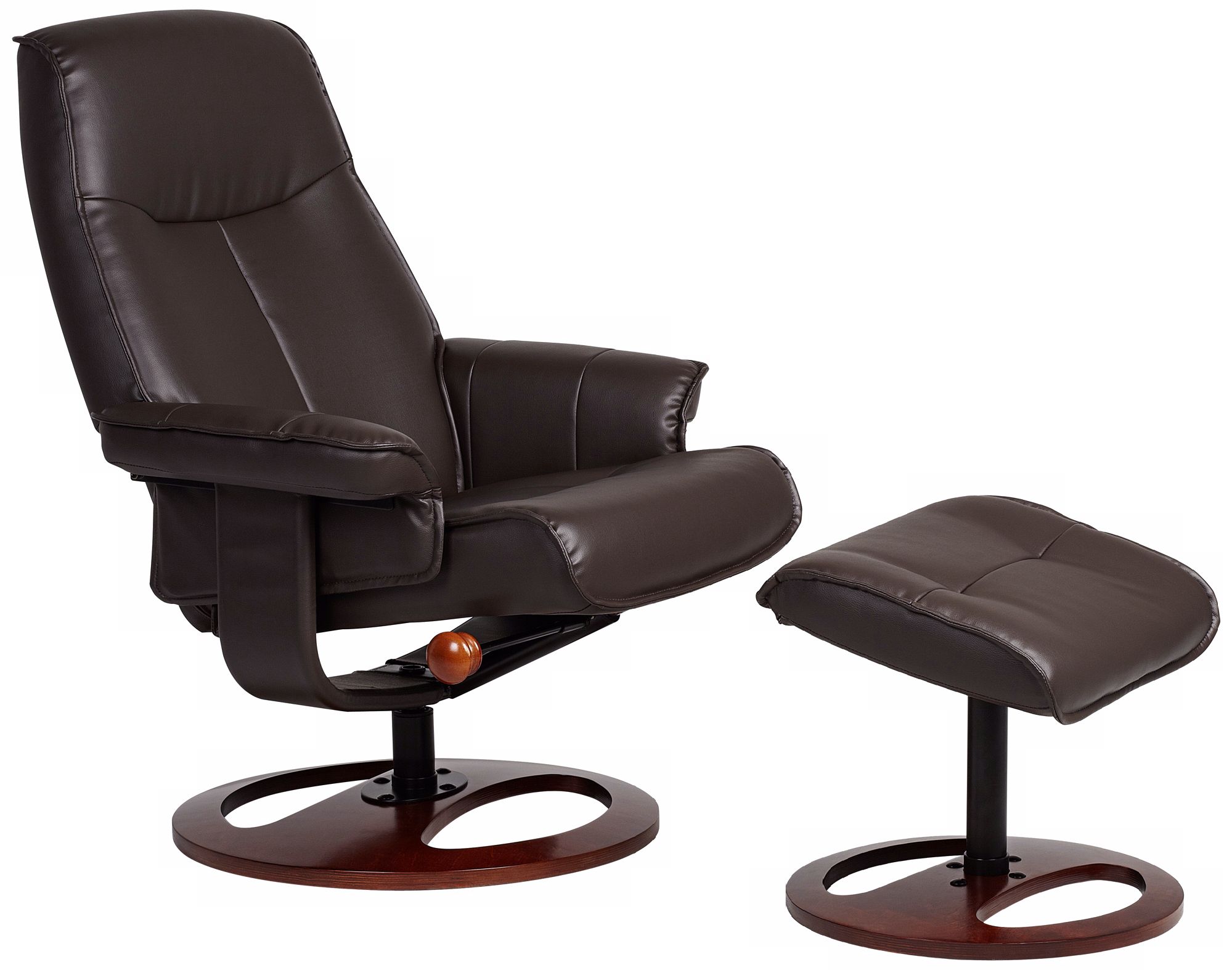 Vincente Kona Brown Vinyl Recliner with Ottoman