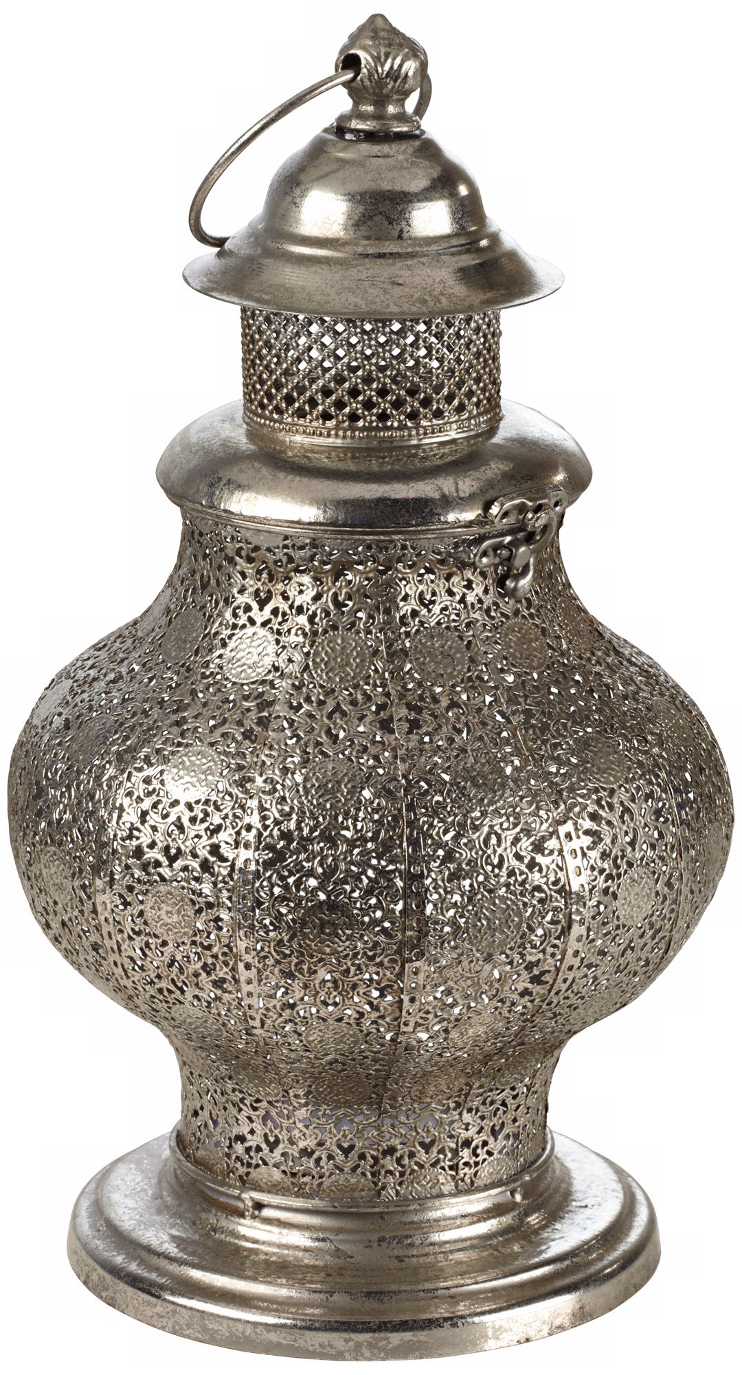 Brushed Nickel Metal Candle Lantern