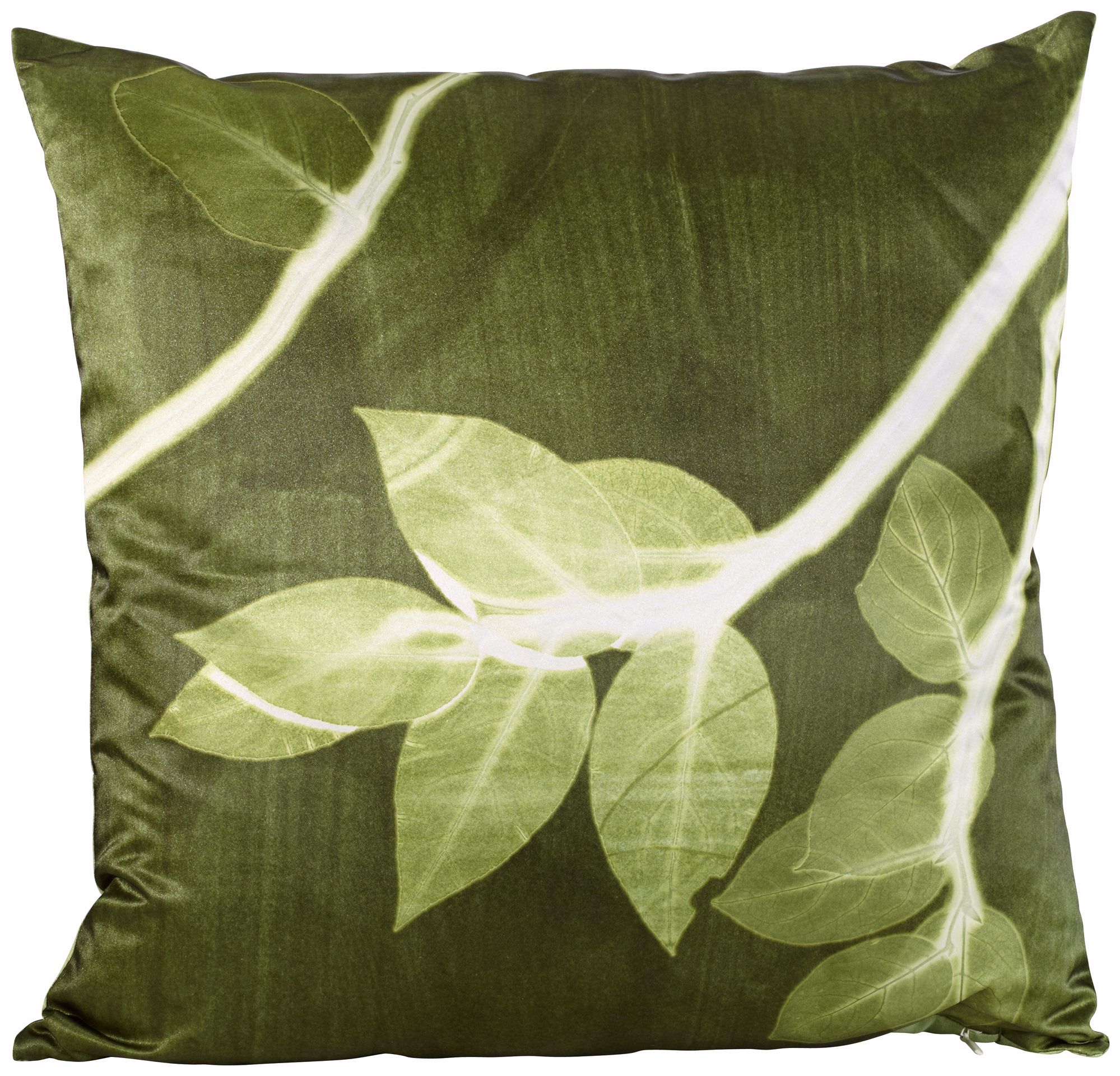 Jelly Bean Green Satin 18" Square Down Throw Pillow