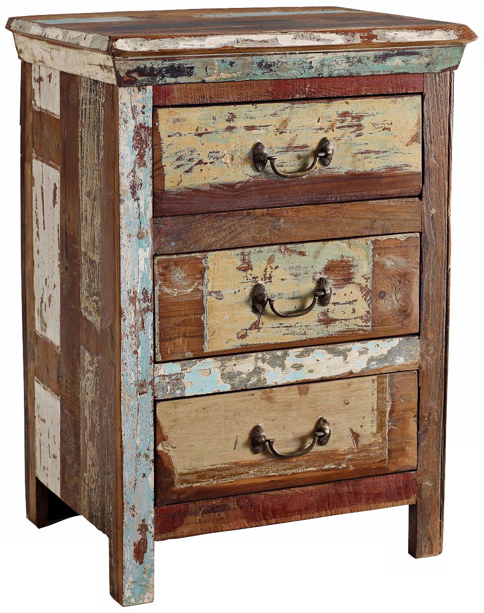 Vintage 3-Drawer Reclaimed Wood Night Stand