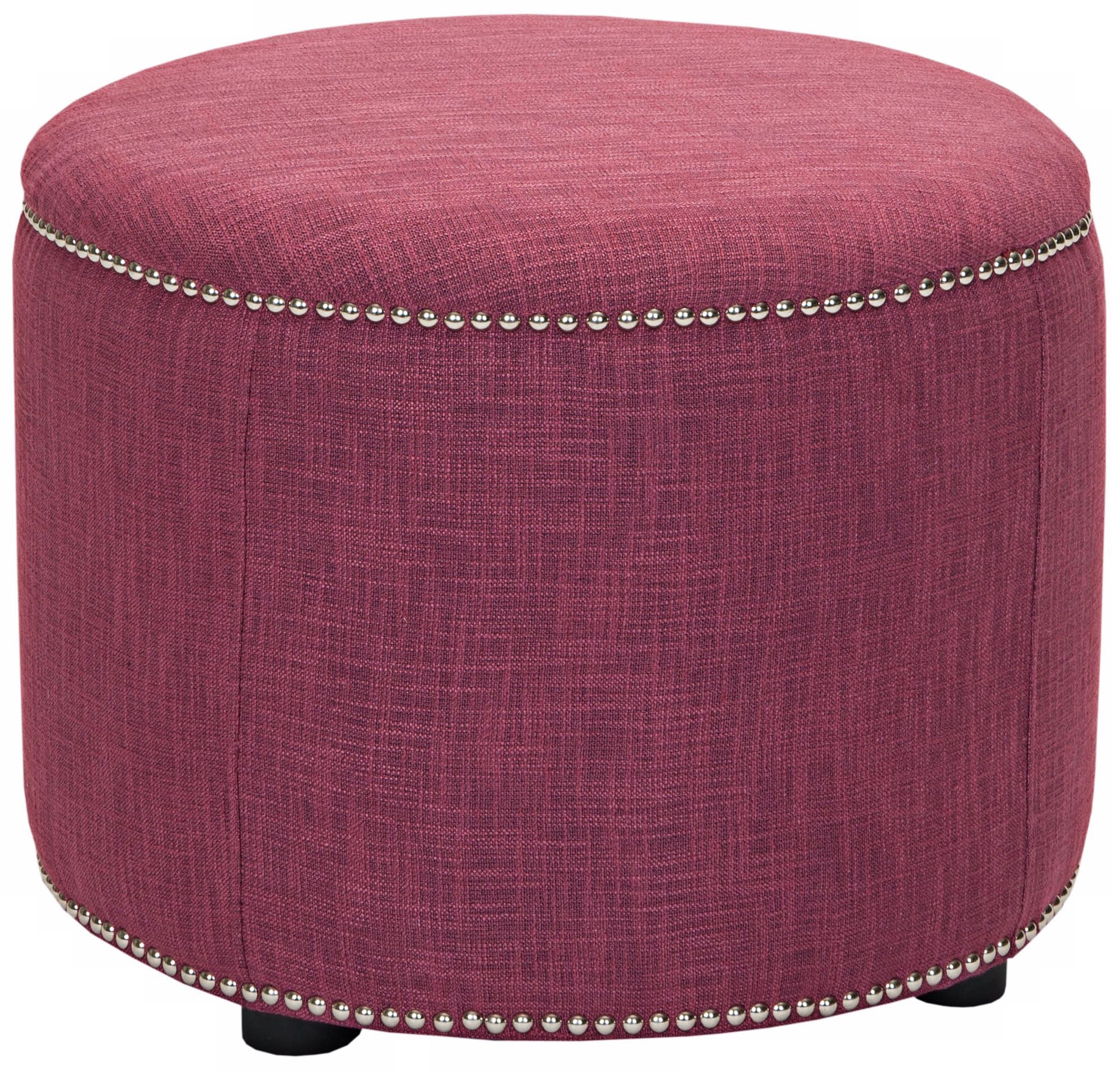 Safavieh Alexa Rose Linen Circular Ottoman