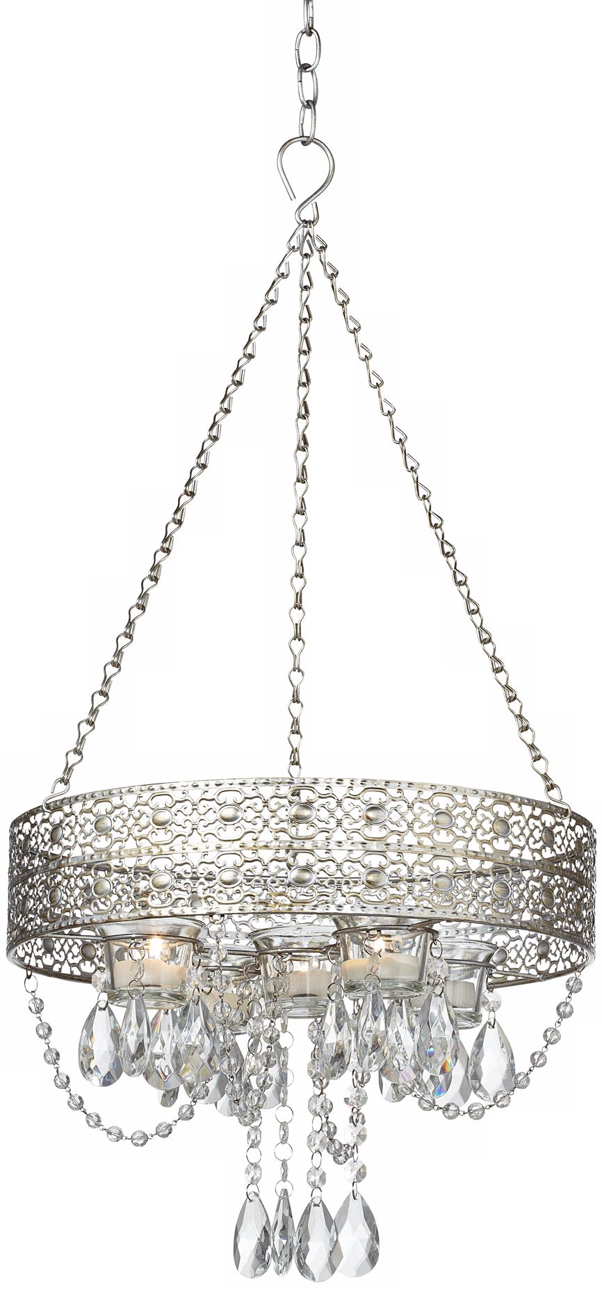 5-Votive Hanging Antique Silver Candle Holder