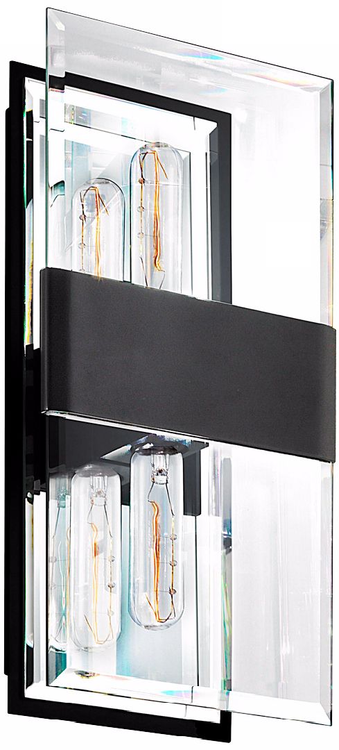 Sonneman Mercer Street Black and Glass Double Sconce
