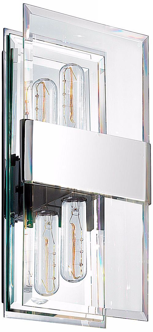Sonneman Mercer Street Chrome and Glass Double Sconce