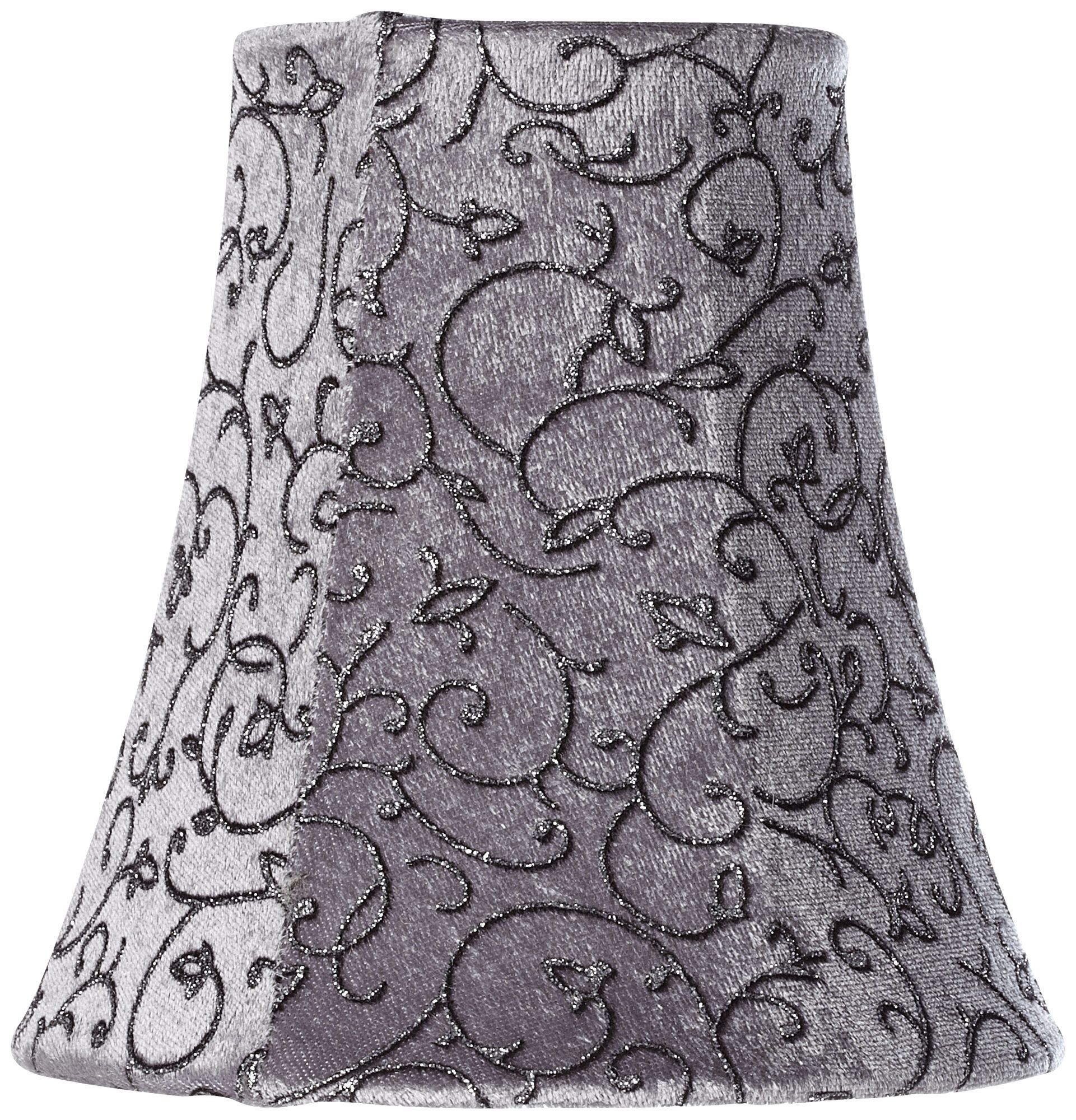 Glitter Floral Grey Velour Shade 3.5x6x6 (Clip-On)