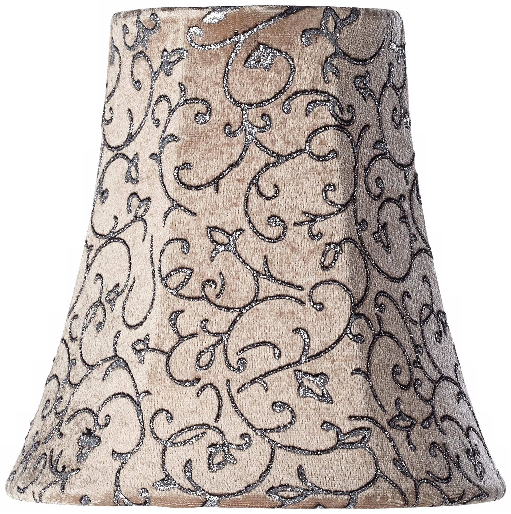 Glitter Floral Tan Velour Shade 3.5x6x6 (Clip-On)