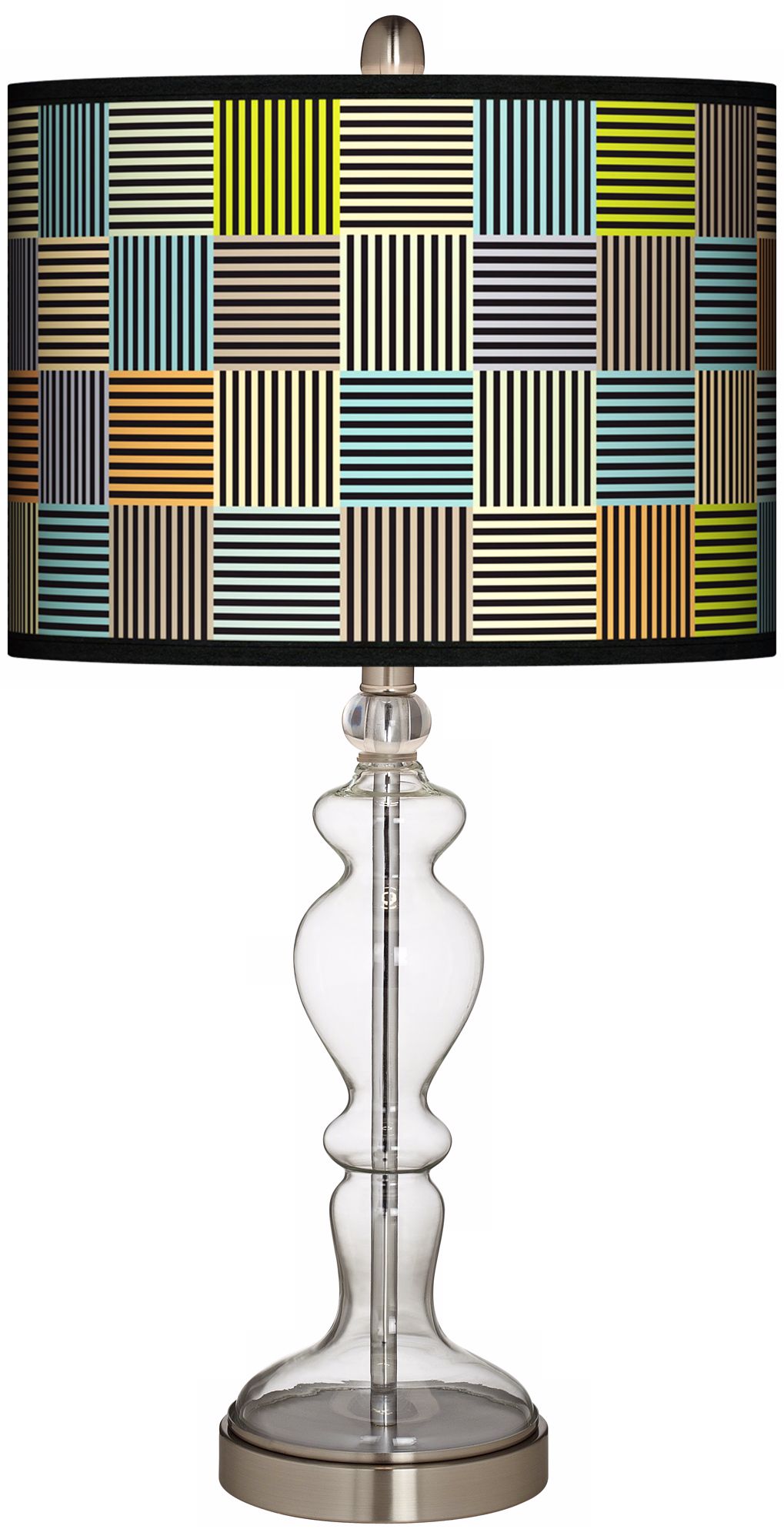 Pixel City Giclee Apothecary Clear Glass Table Lamp