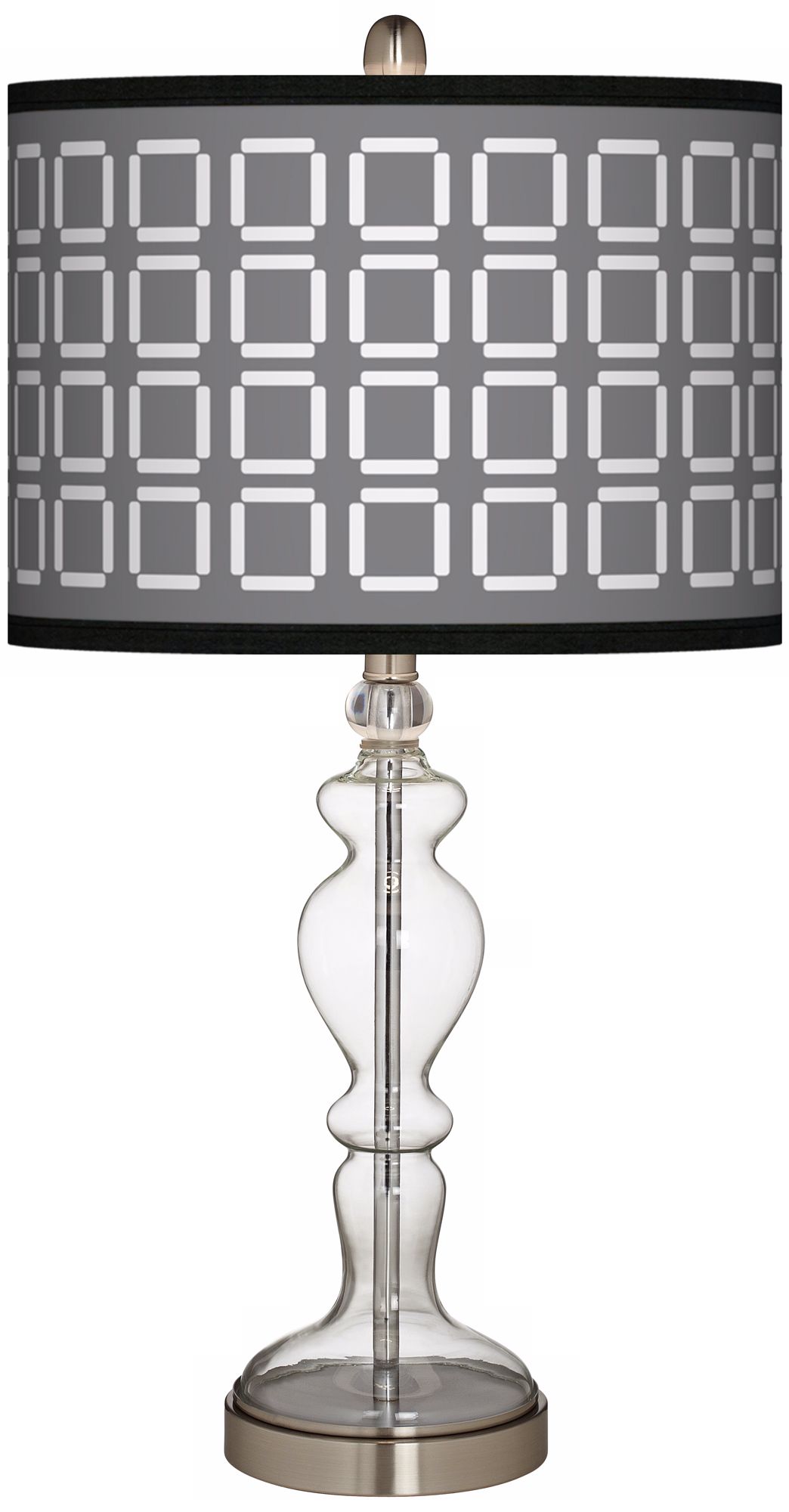 Grid Giclee Apothecary Clear Glass Table Lamp