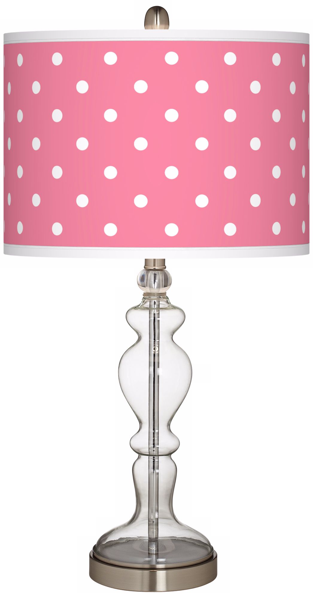 Mini Dots Pink Giclee Apothecary Clear Glass Table Lamp