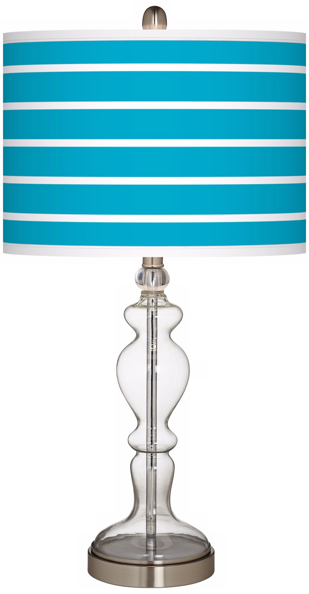 Vivid Blue Stripes Apothecary Clear Glass Table Lamp