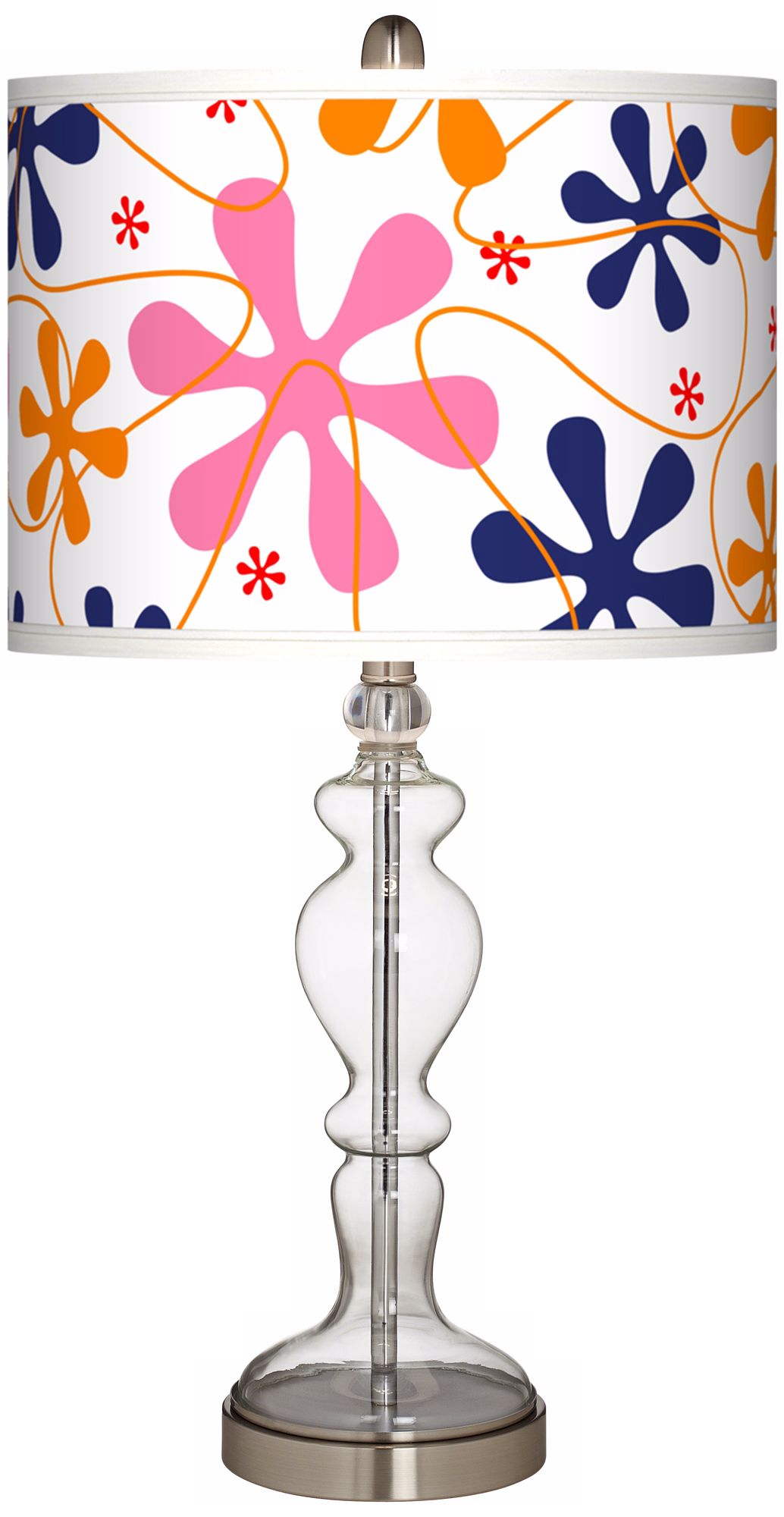 Retro Pink Giclee Apothecary Clear Glass Table Lamp