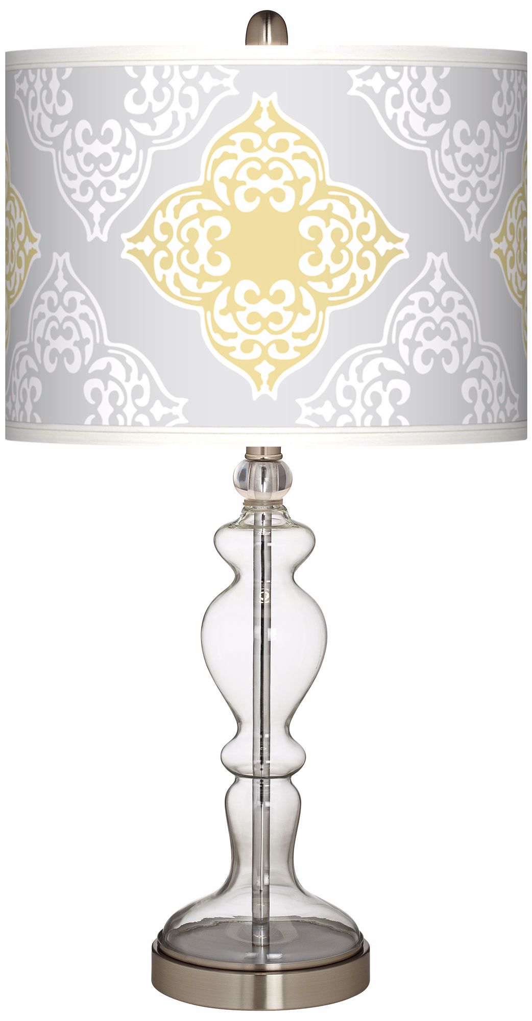 Aster Grey Giclee Apothecary Clear Glass Table Lamp