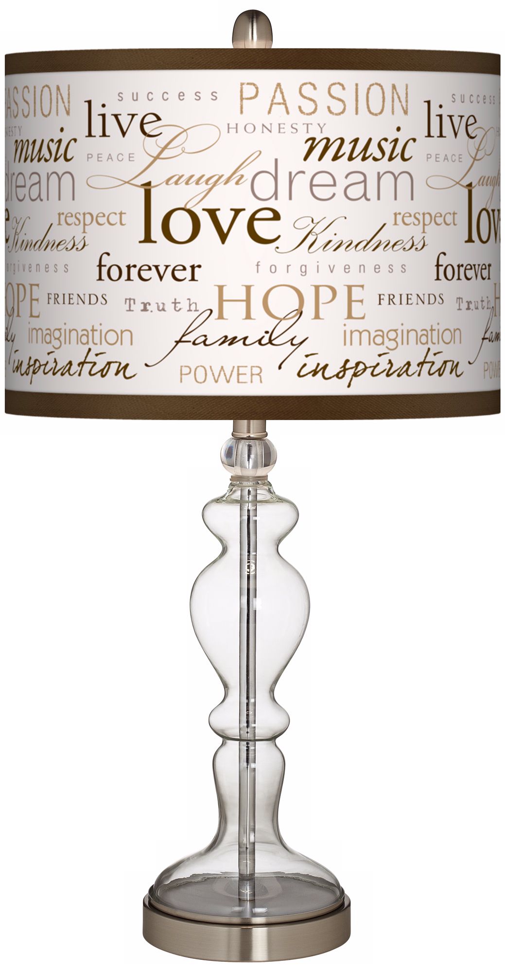 Positivity Giclee Apothecary Clear Glass Table Lamp