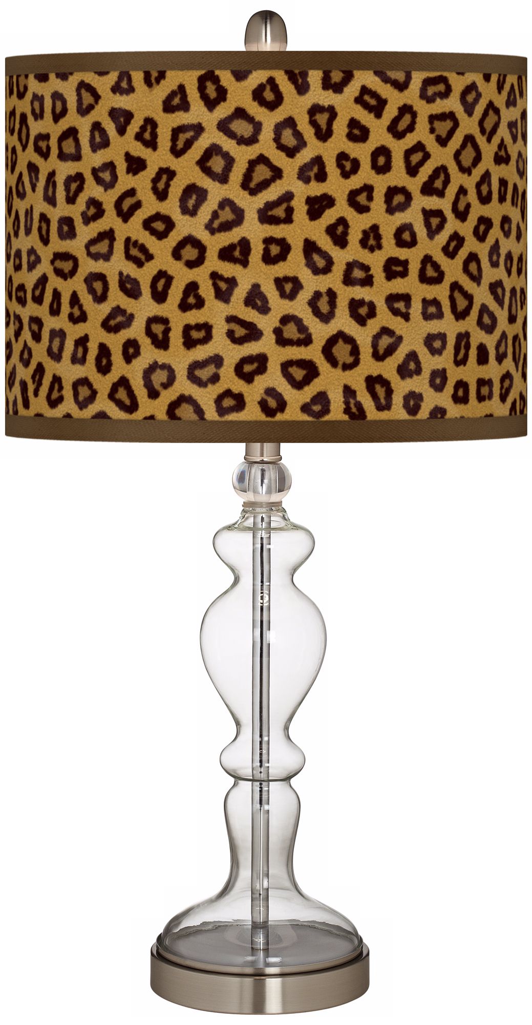 Safari Cheetah Giclee Apothecary Clear Glass Table Lamp